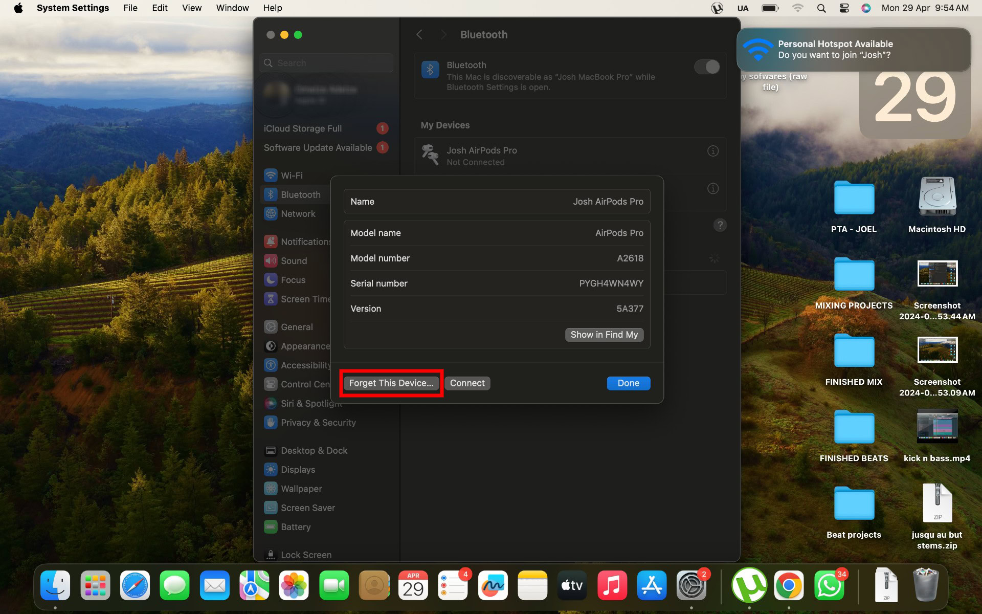 Forgetting a Bluetooth device on MacOS