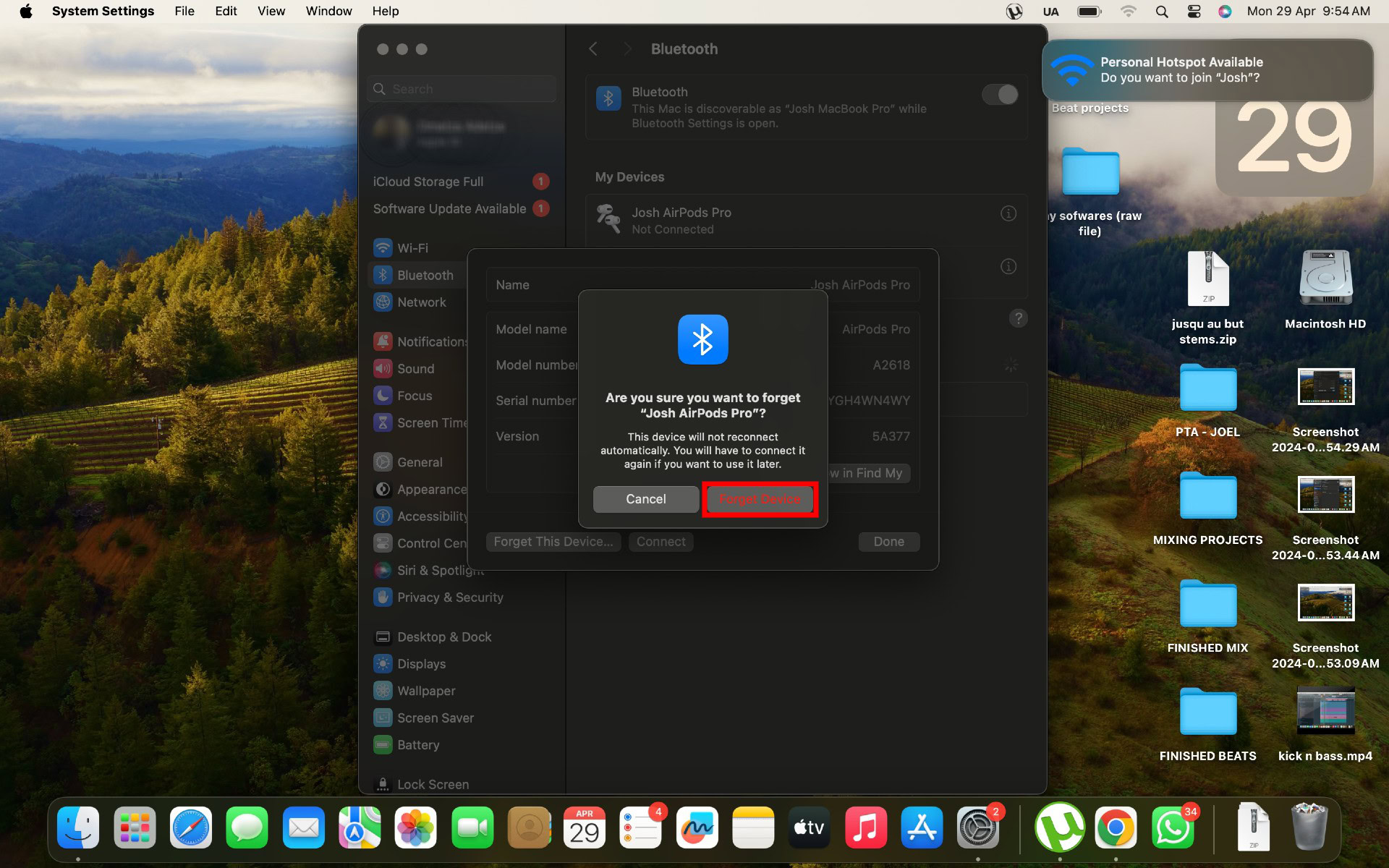 Forgetting a Bluetooth device on MacOS