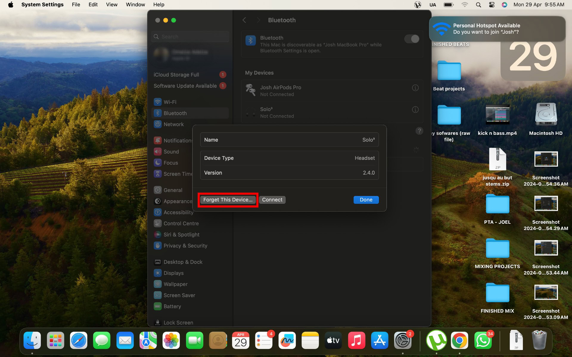 Forgetting a Bluetooth device on MacOS