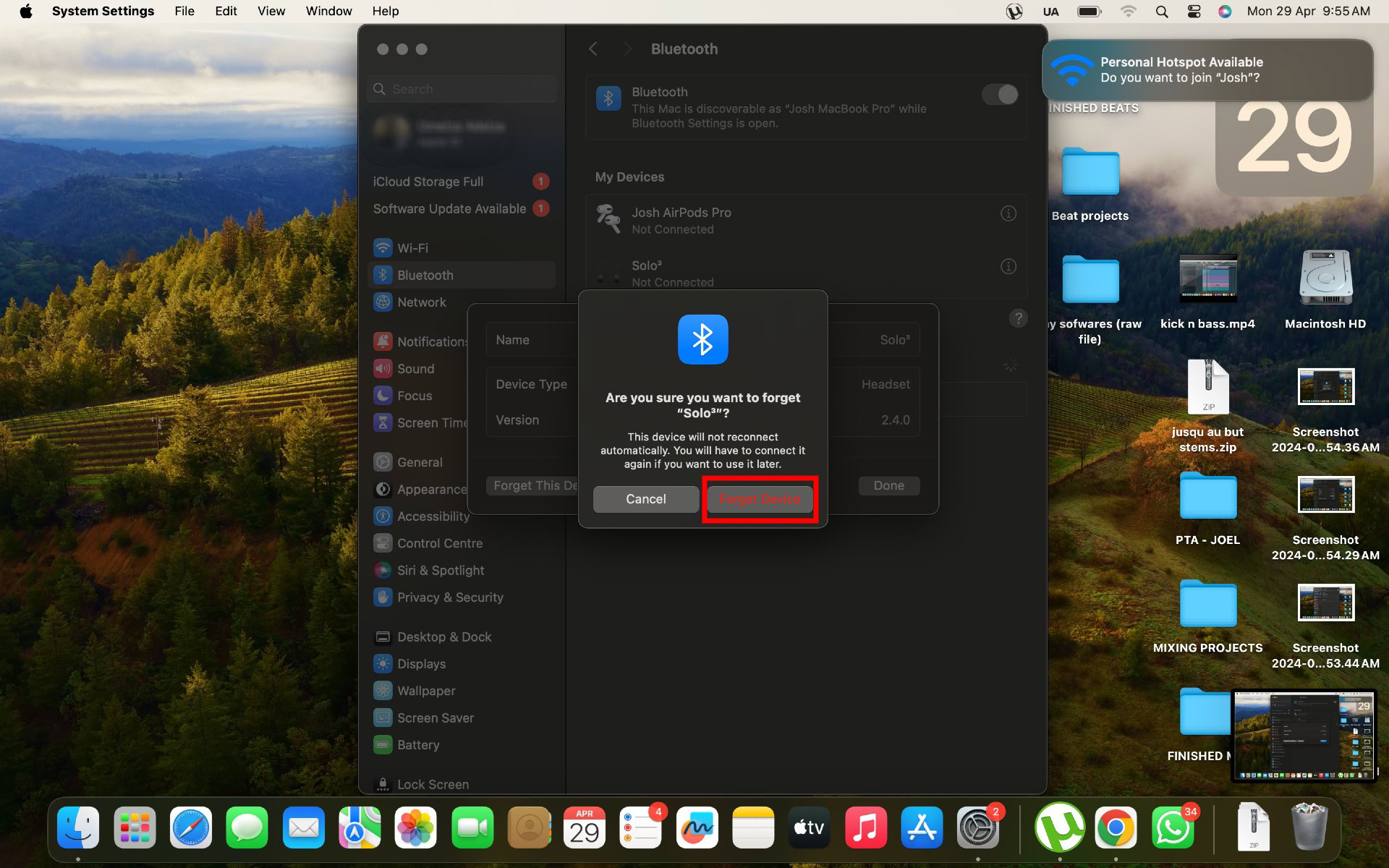 Forgetting a Bluetooth device on MacOS