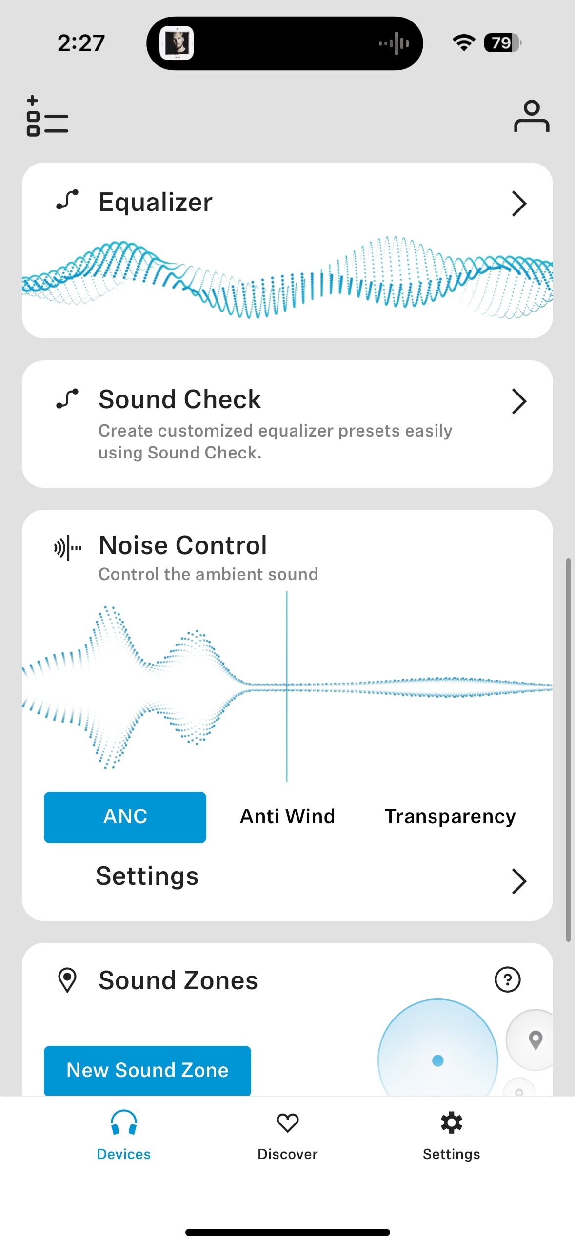 Sennheiser MOMENTUM Sport Smart Control app sound controls.