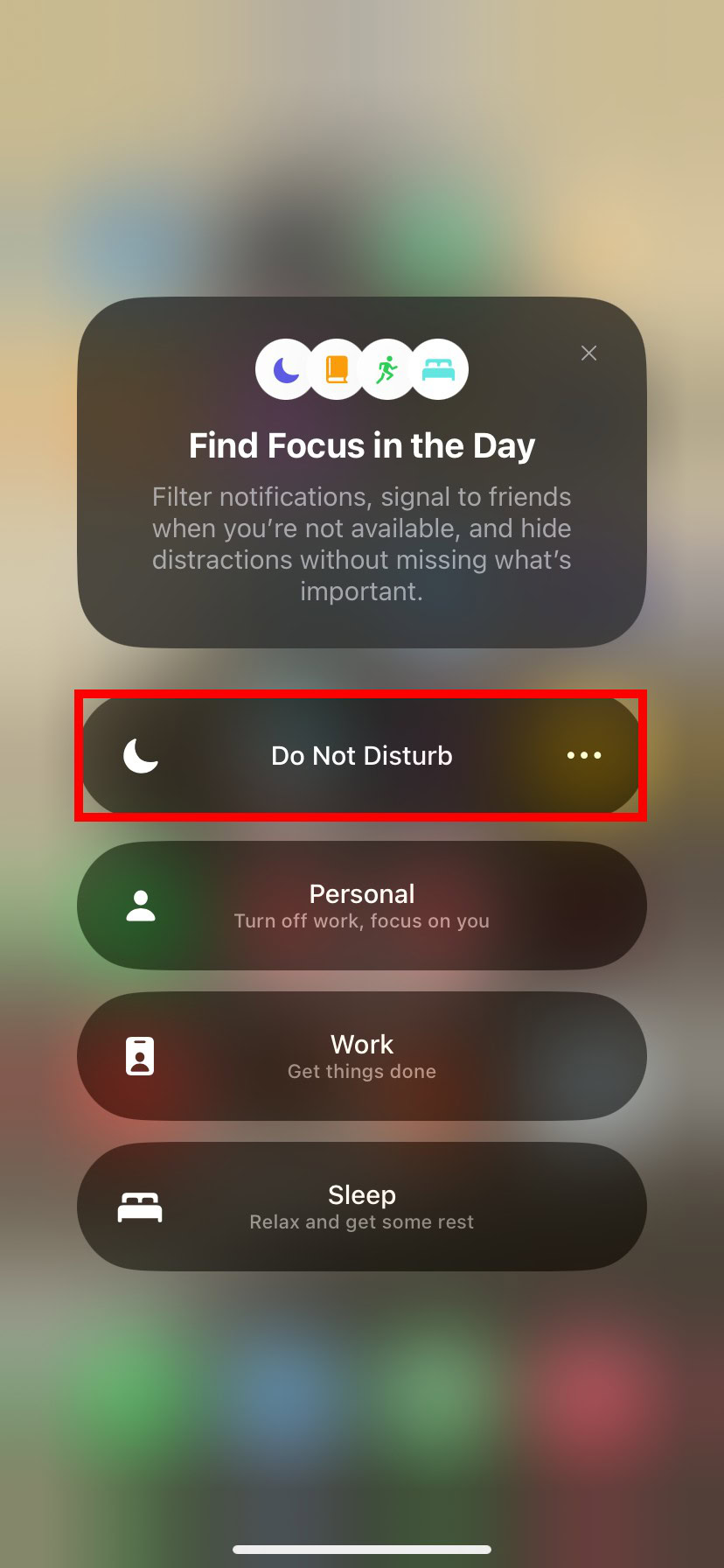 iOS Do Not Disturb button