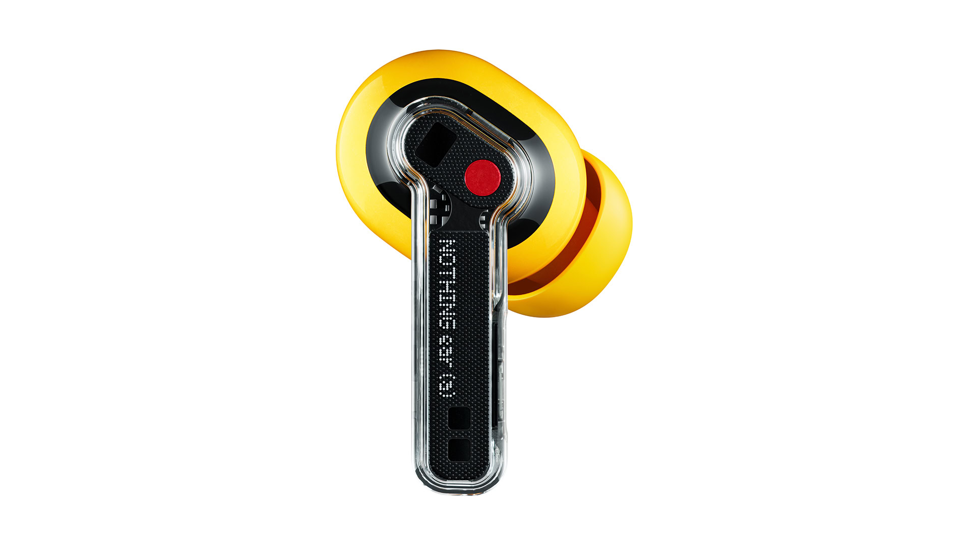 A manufacturer's photo of the Nothing Ear (a), shown here in yellow.