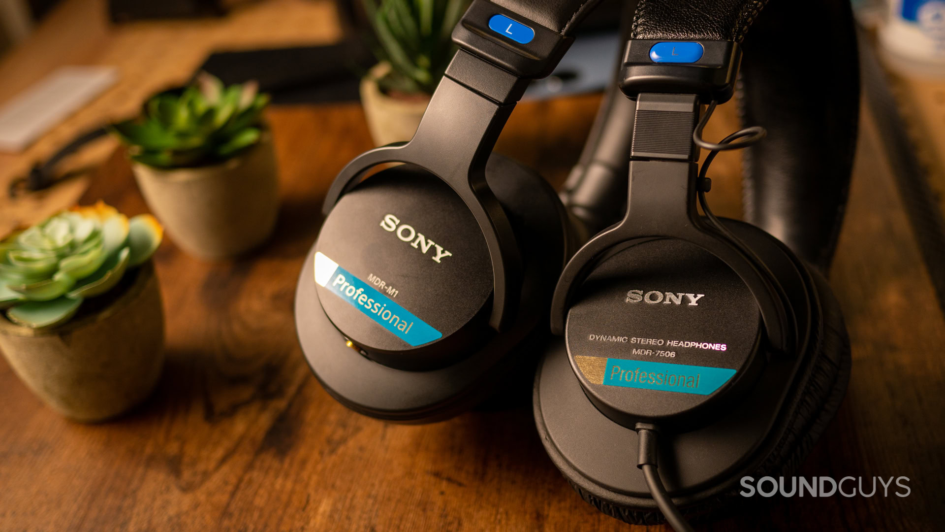 sony-mdr-m1-vs-7506-scene A photo of the Sony MDR-M1 next to the Sony MDR-7506.