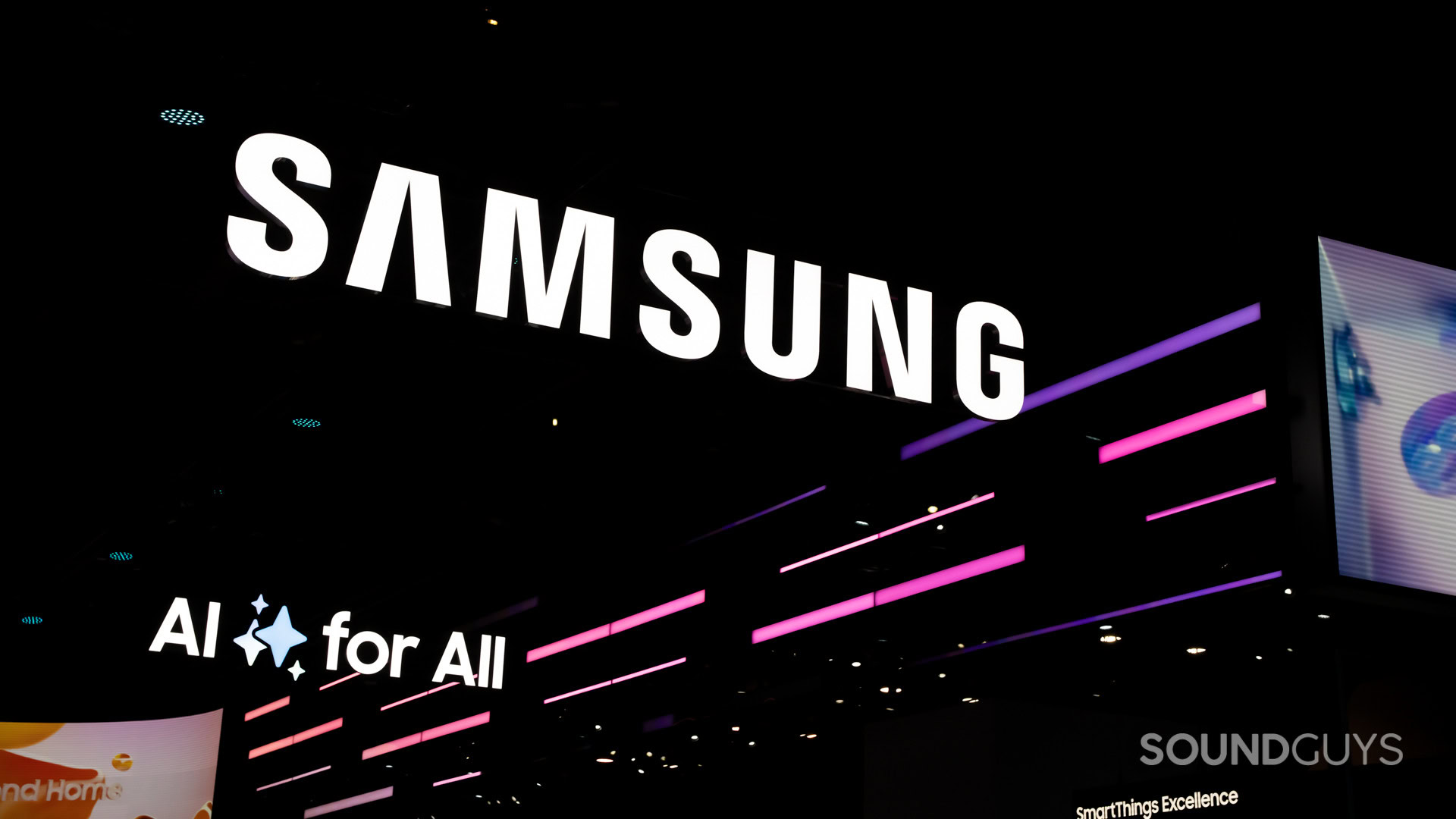 Samsung logo at CES 2025 - Stock photo 2 A photograph of the Samsung logo.