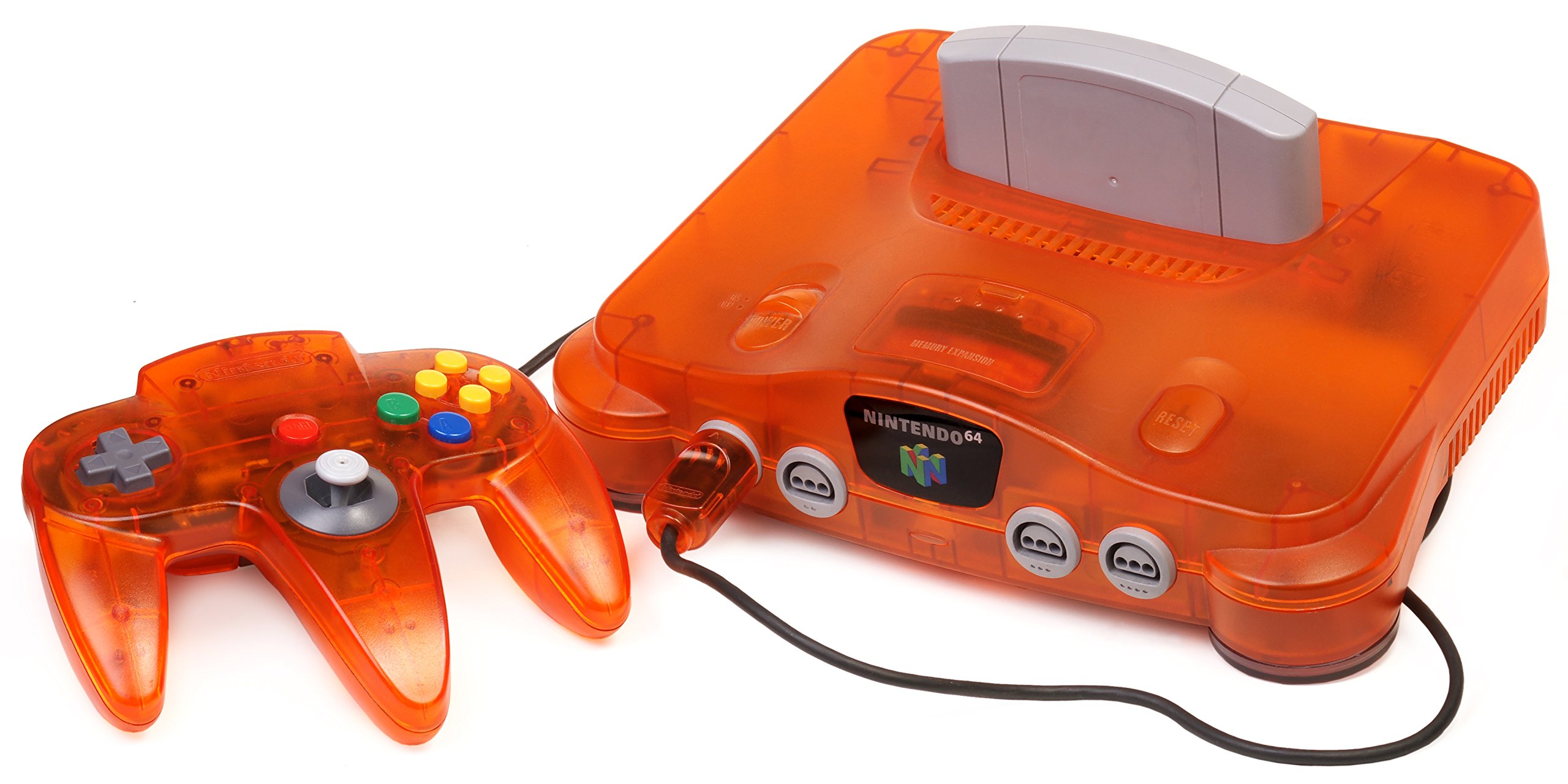 a transparent orange nintendo 64
