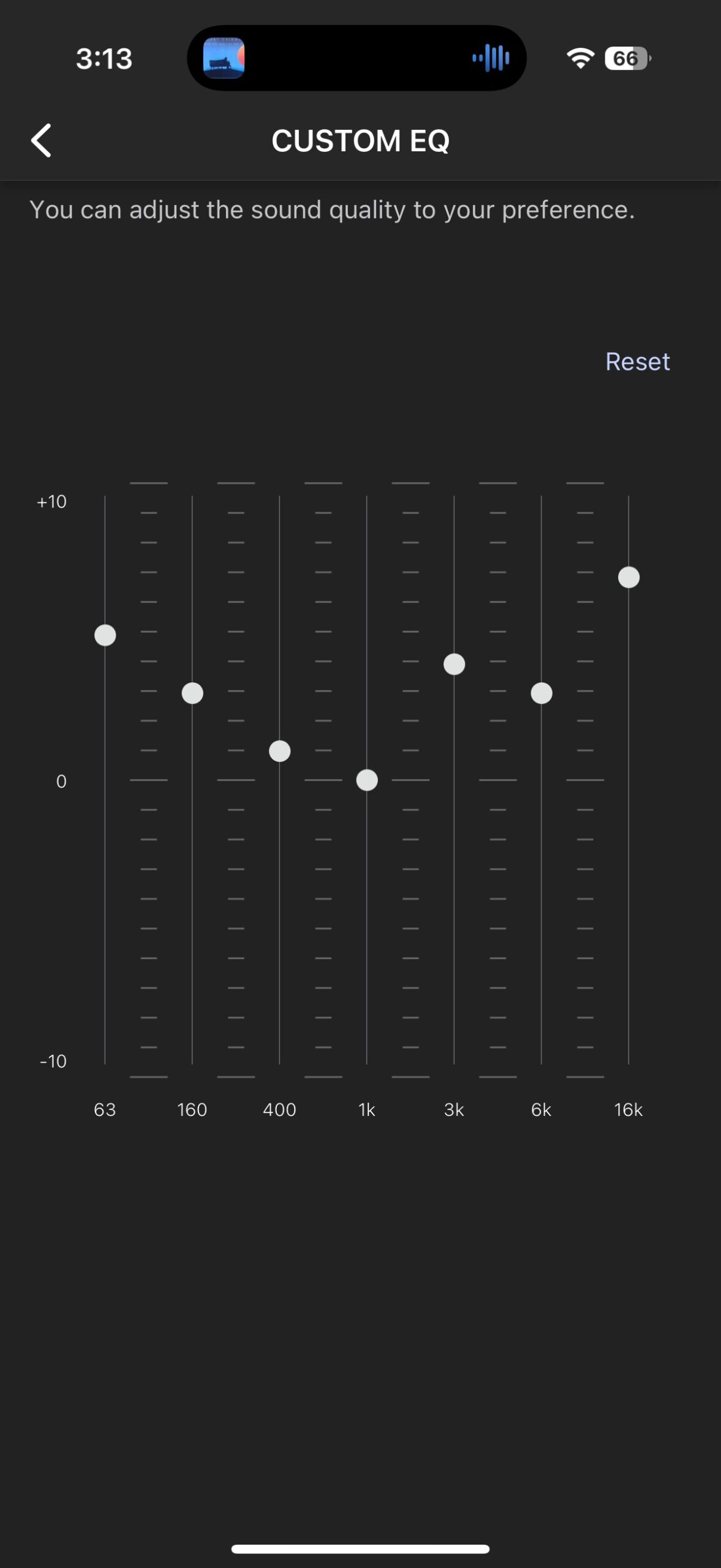Screenshot of the Sony Music Connect app while paired with the ULT Field 7.