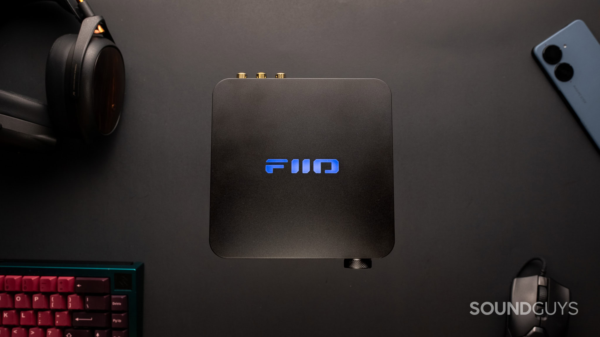 Fiio K11 Top Down Fiio K11 Top Down with a bright blue LED