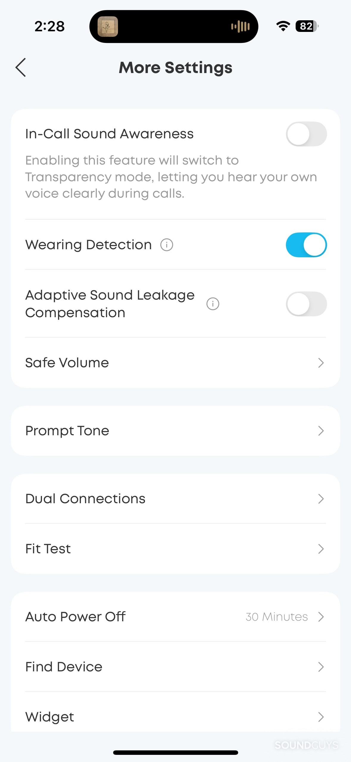 Soundcore app for the Liberty 5 showing settings.