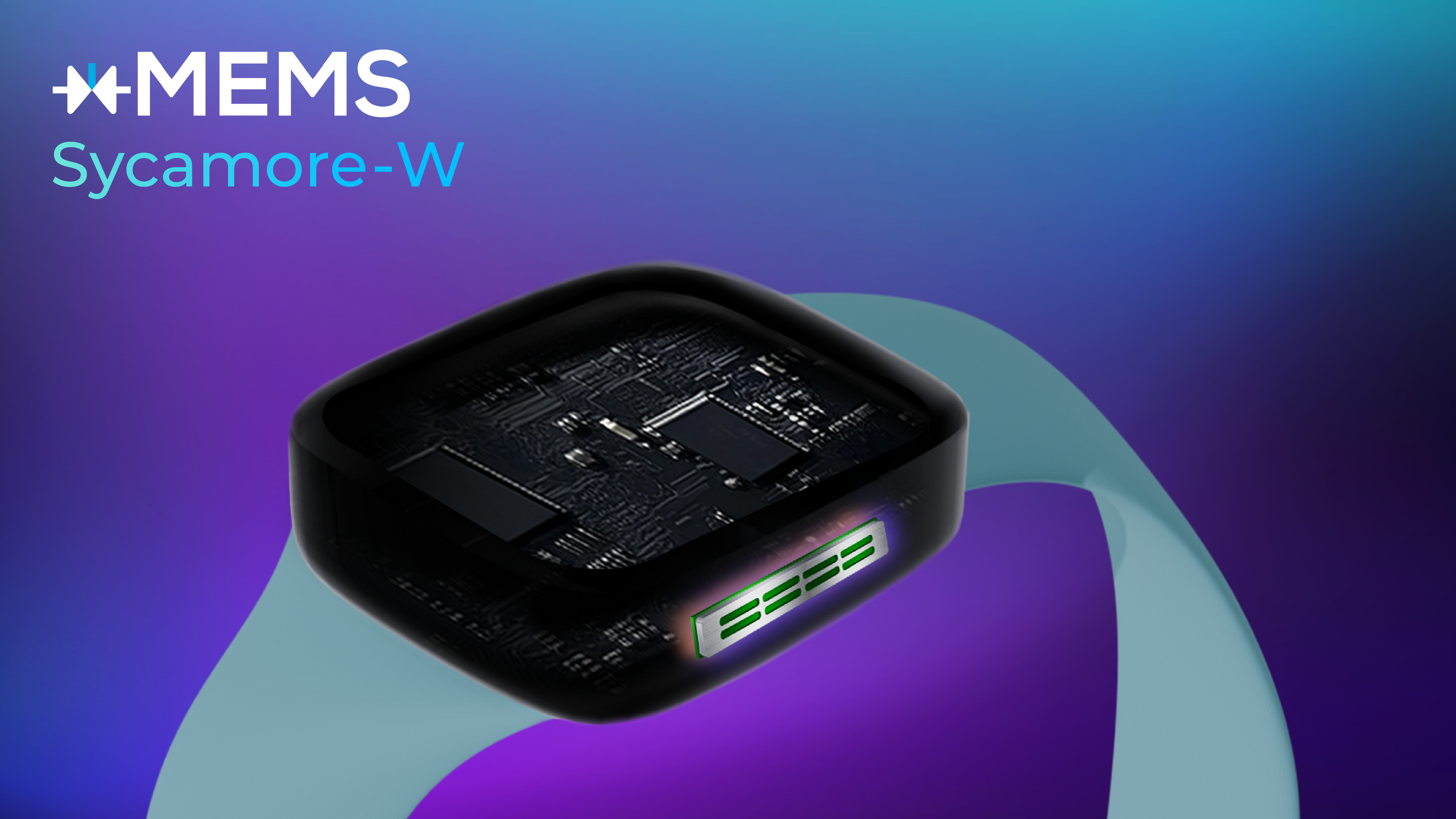 Sycamore-W, logo (1) xMEMS Sycamore-W in a smartwatch.