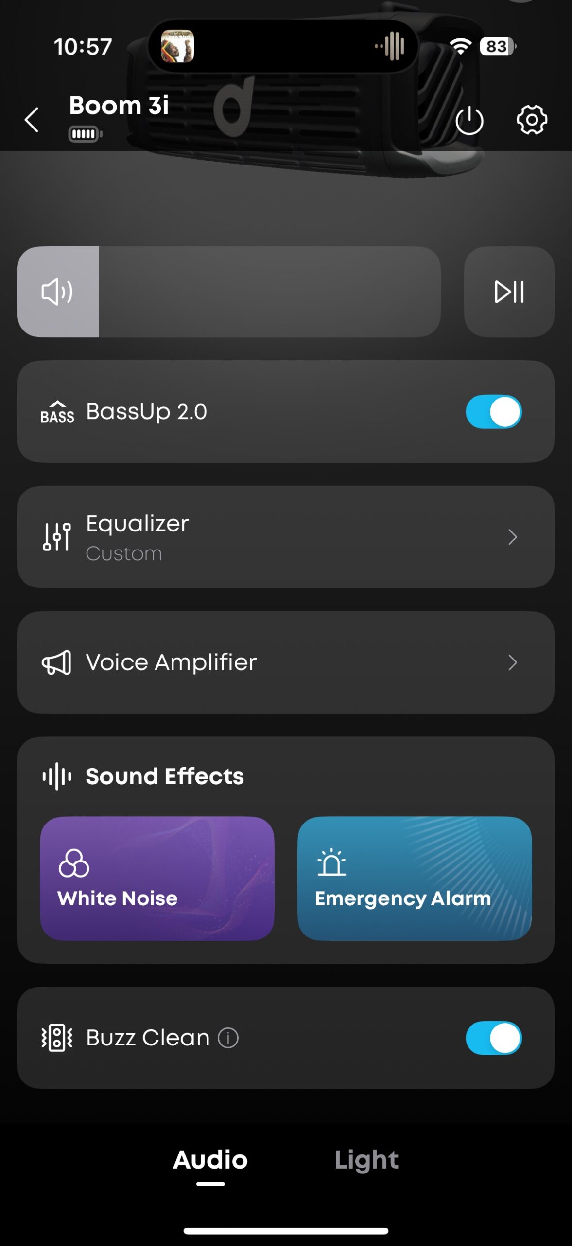 Soundcore Boom 3i app screenshot.