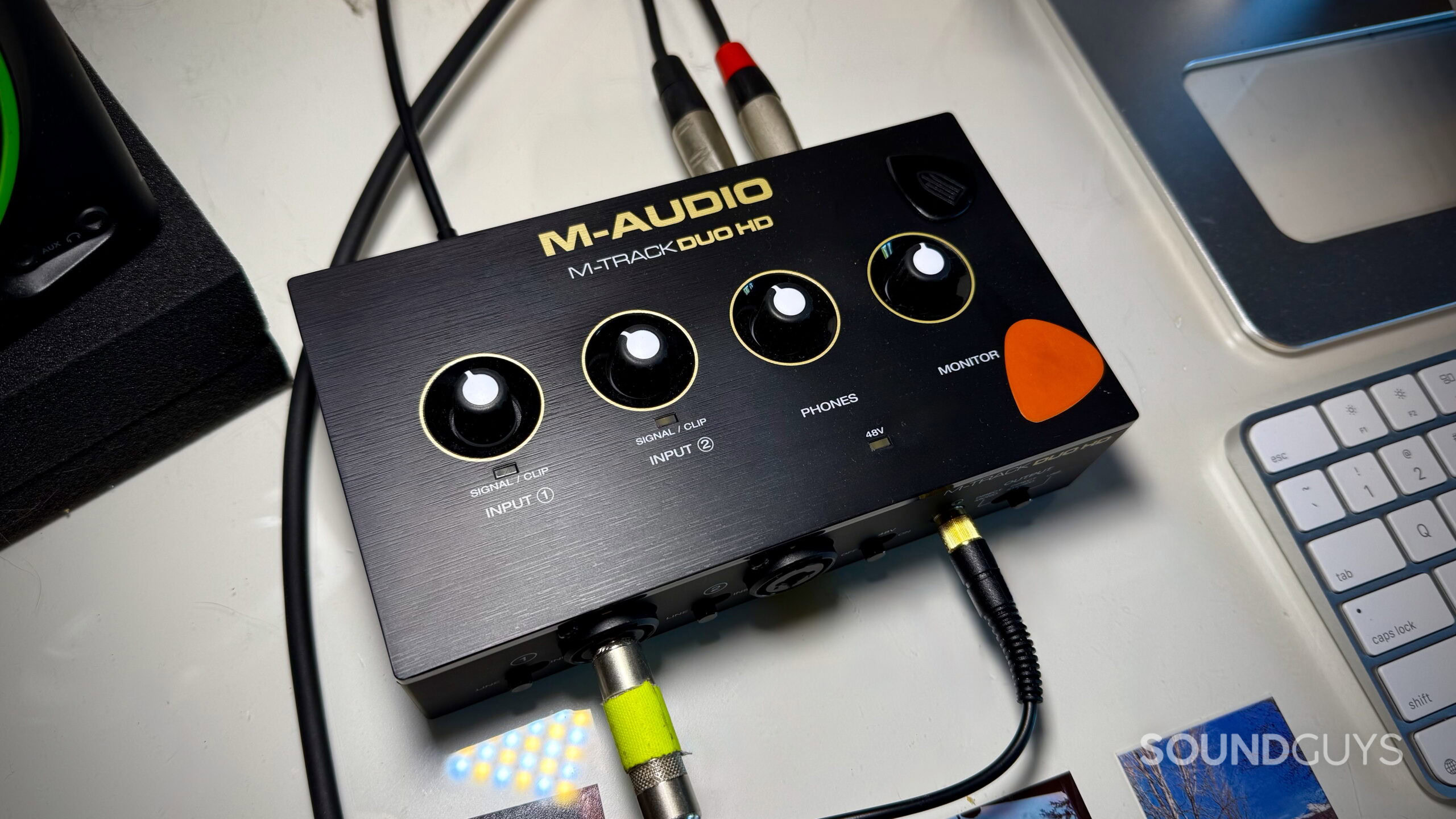 M-Audio M-Track Duo HD interface on a desktop, showing its controls.