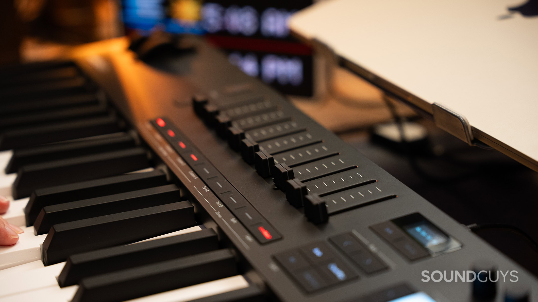Novation Launchkey 61 MK4 sliders Novation Launchkey 61 MK4 faders and keys.