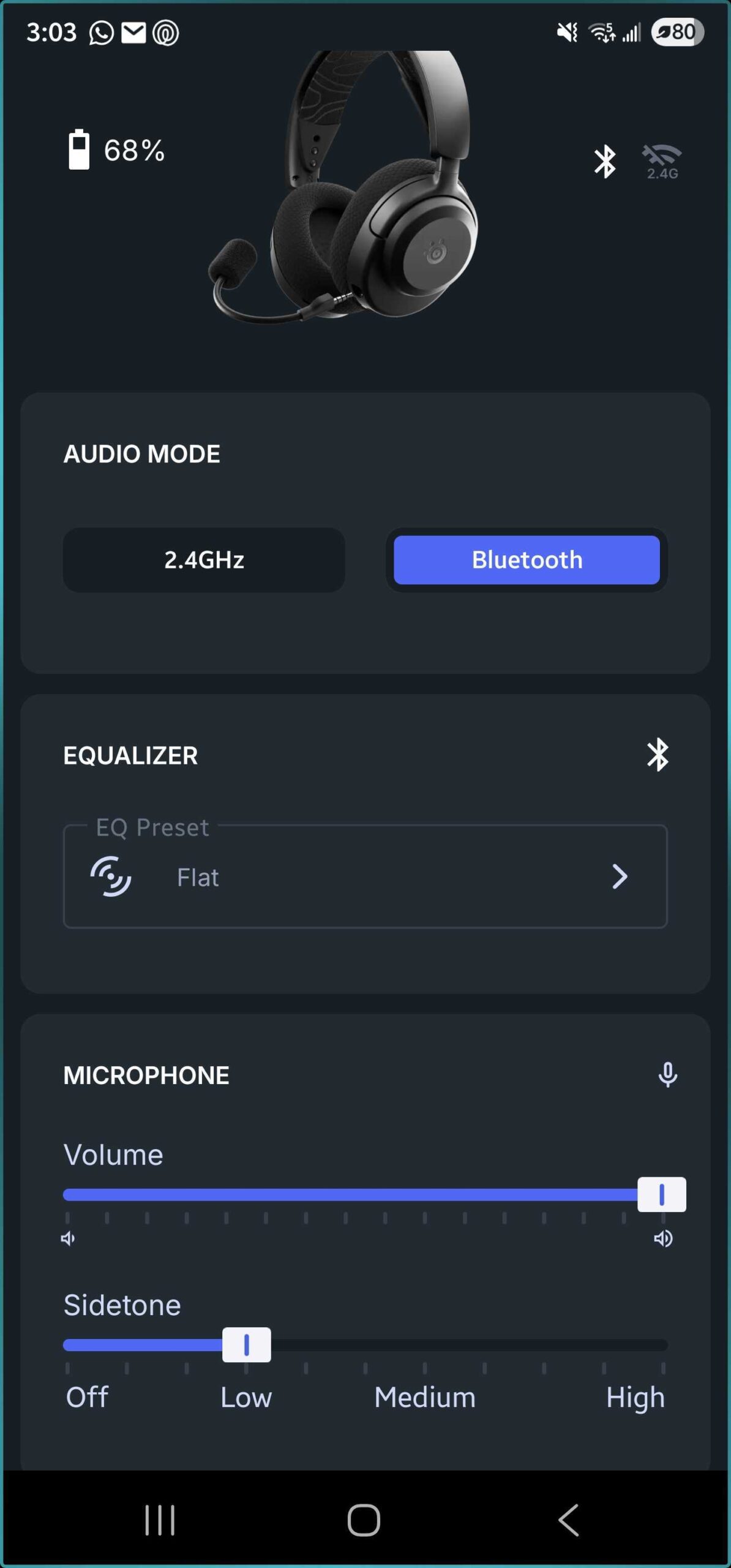 arctis nova app with 3x headset homescreen