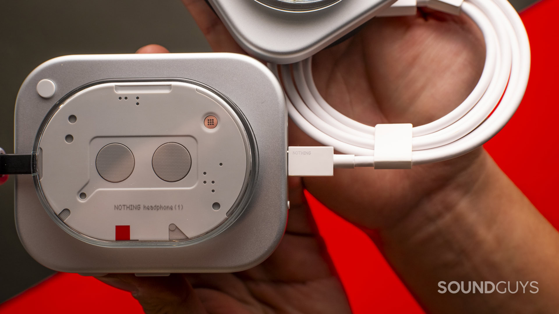 nothing-headphone-1-usb-c-connected a usb cable connected to the nothing headphone 1