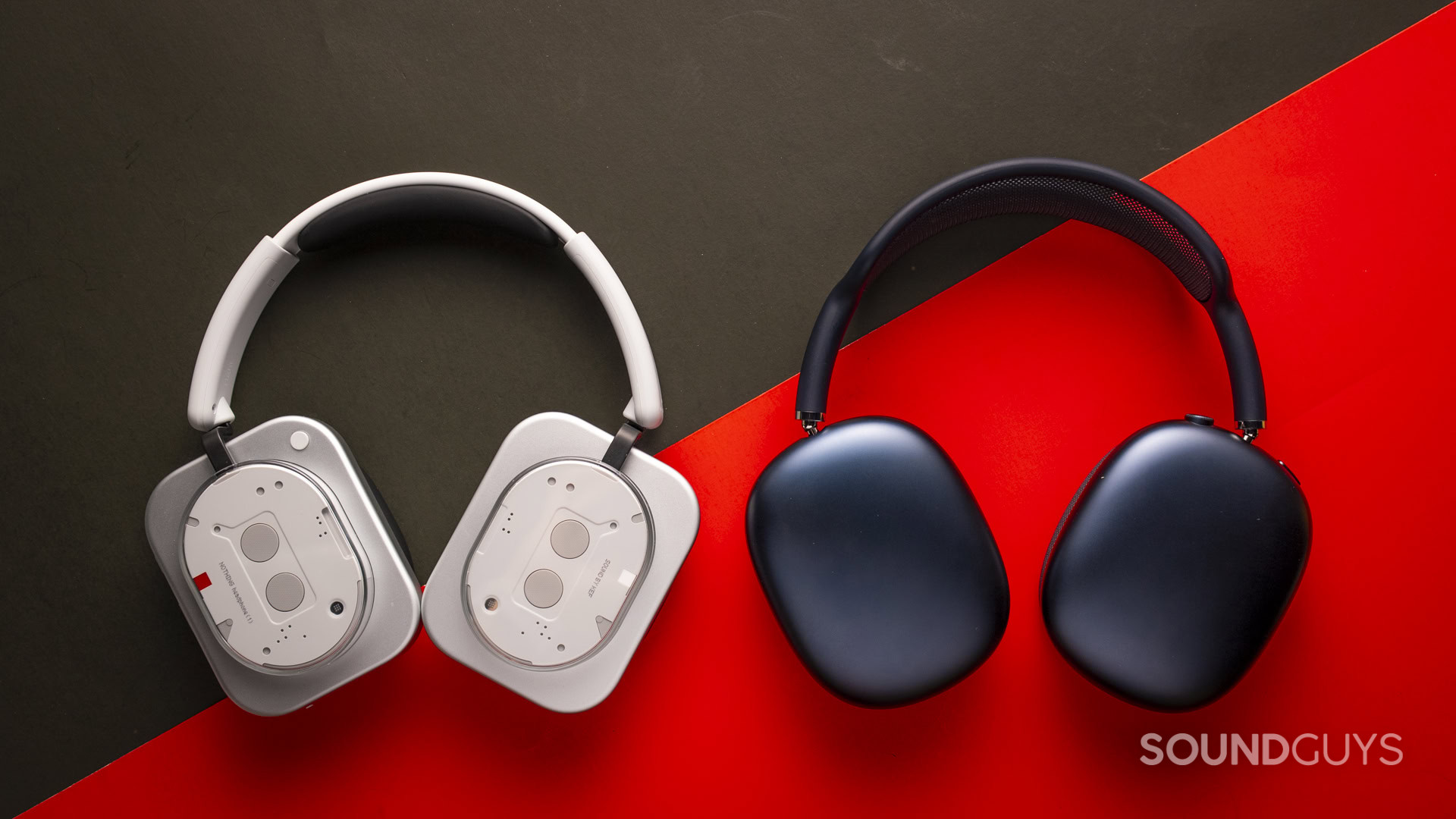 nothing-headphone-1-vs-beats-studio-pro_2 Nothing Headphone (1) on a table with Apple AirPods Max.