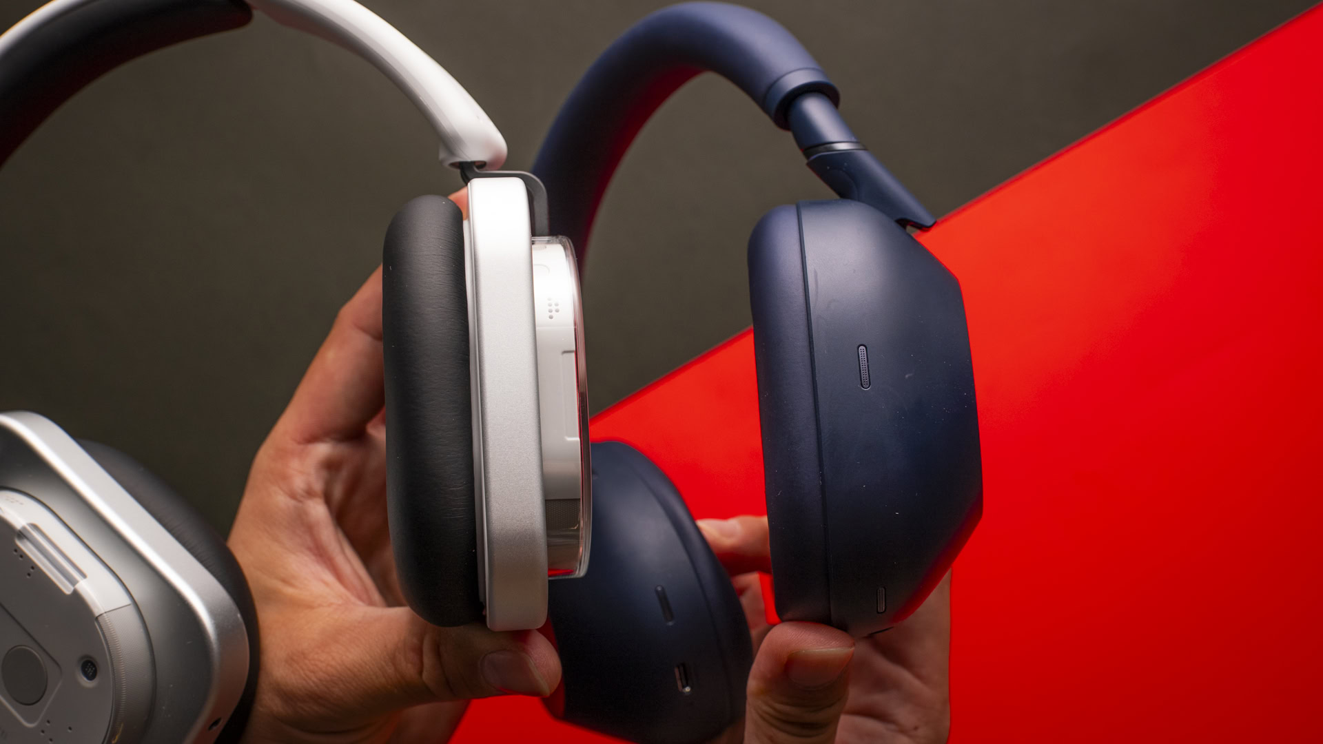 A photo showing the padding of Nothing Headphones (1) vs. Sony WH-1000XM6.