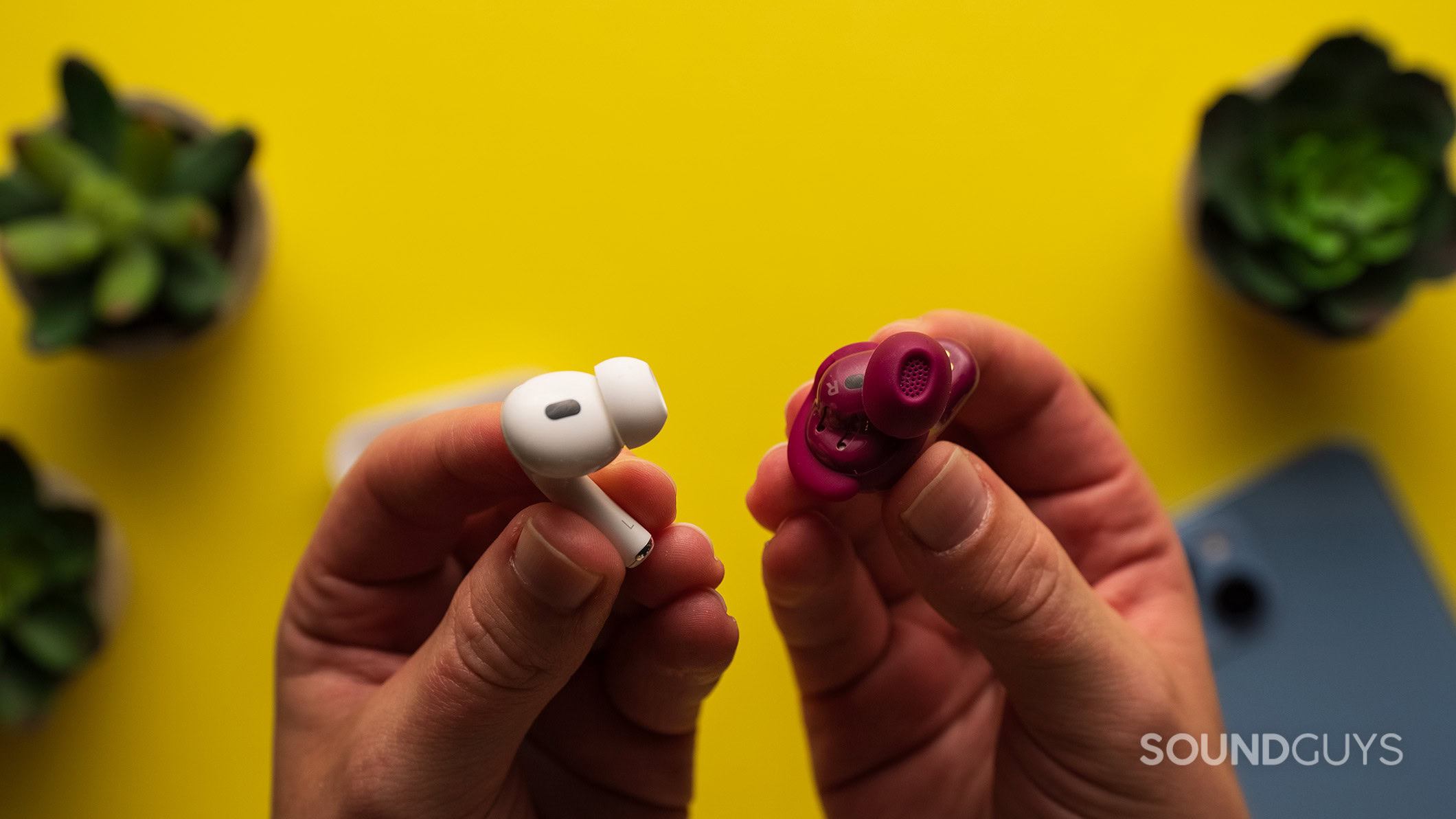 Bose QuietComfort Ultra Earbuds (2nd gen) vs AirPods Pro 2 eartips Bose QuietComfort Ultra Earbuds (2nd gen) vs AirPods Pro 2 ear tips.
