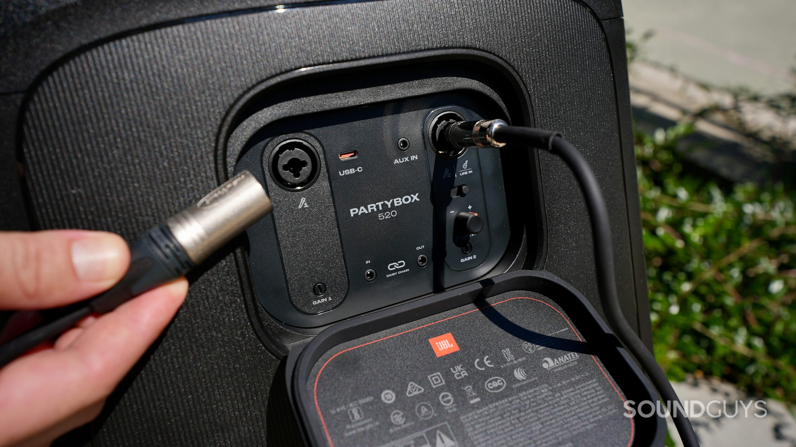 Rear input panel of the JBL PartyBox 520