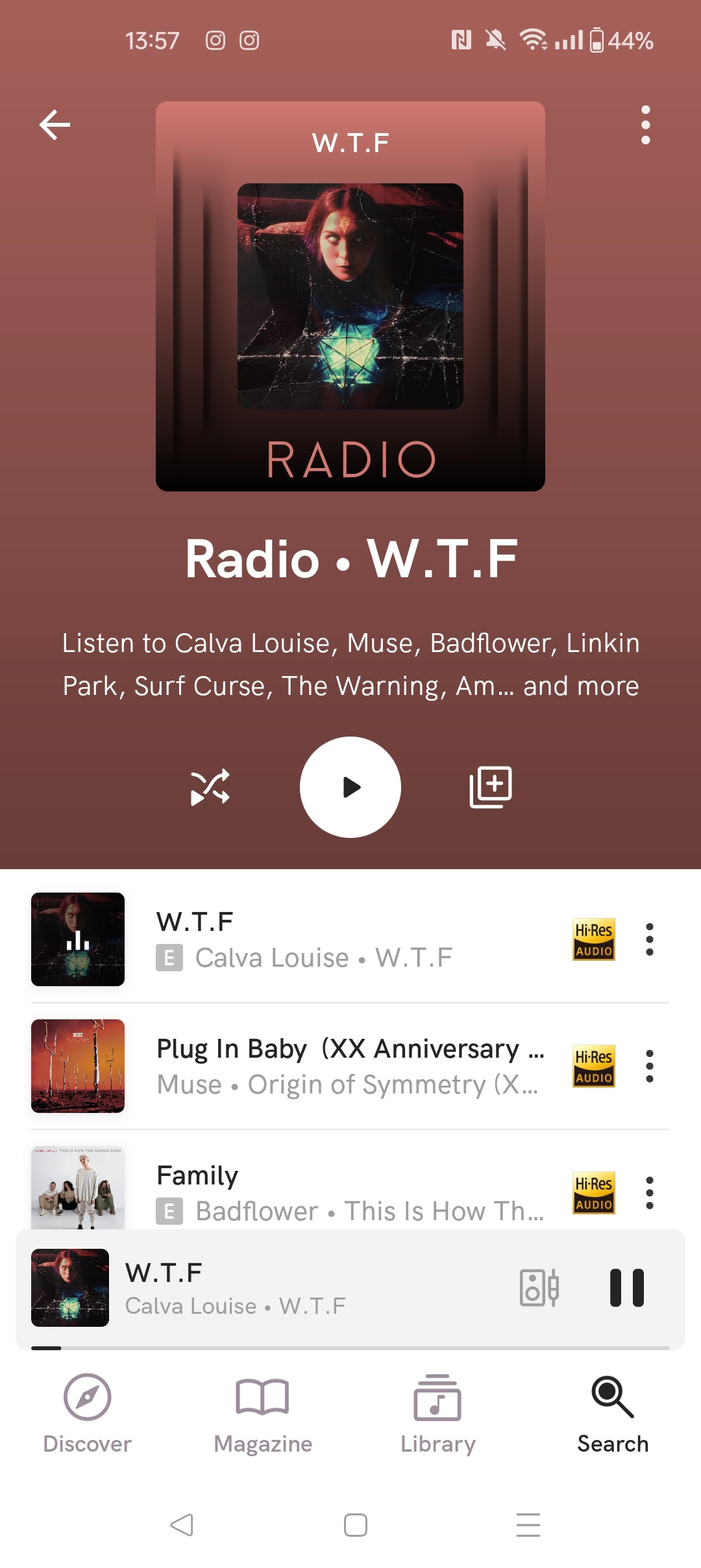 A screenshot of Qobuz Radio.