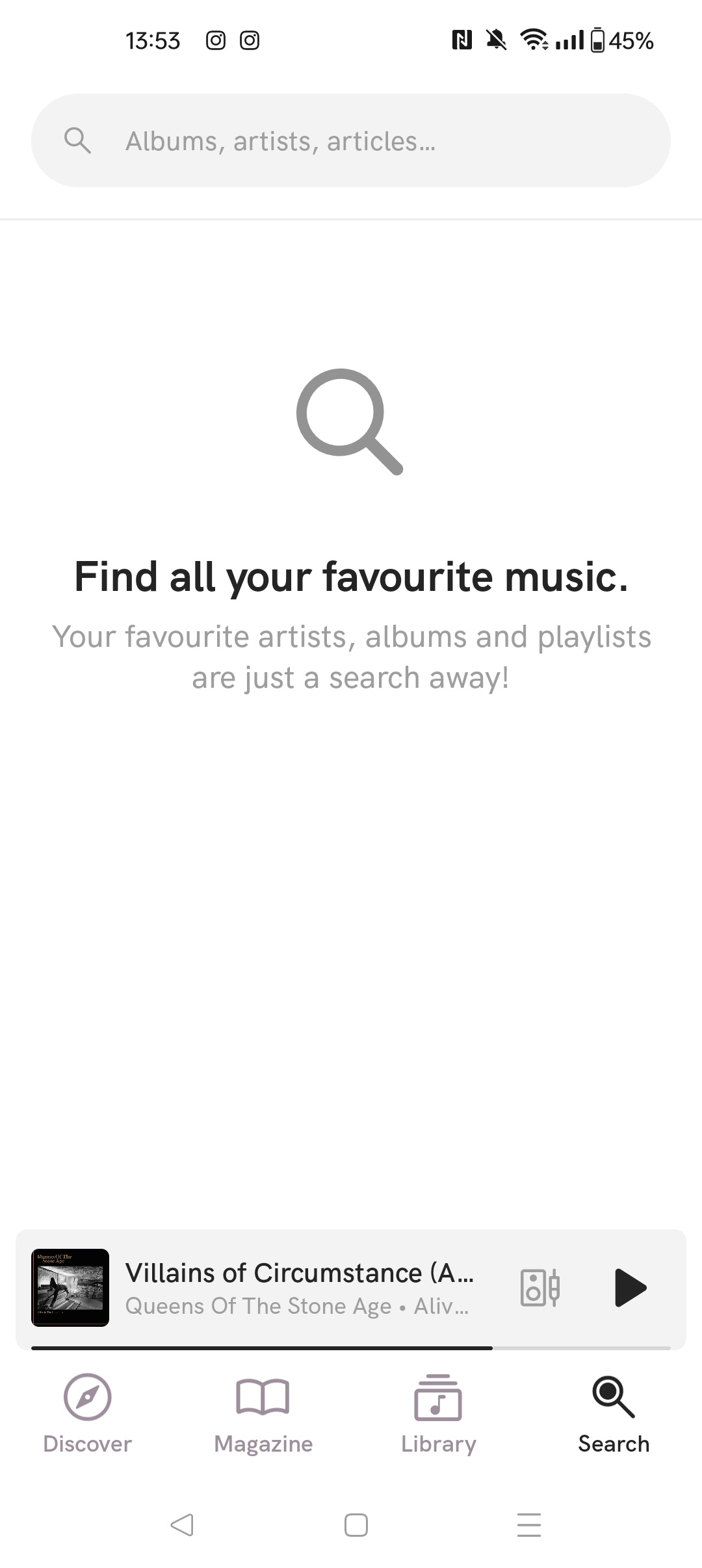 A screenshot of the Qobuz search menu.