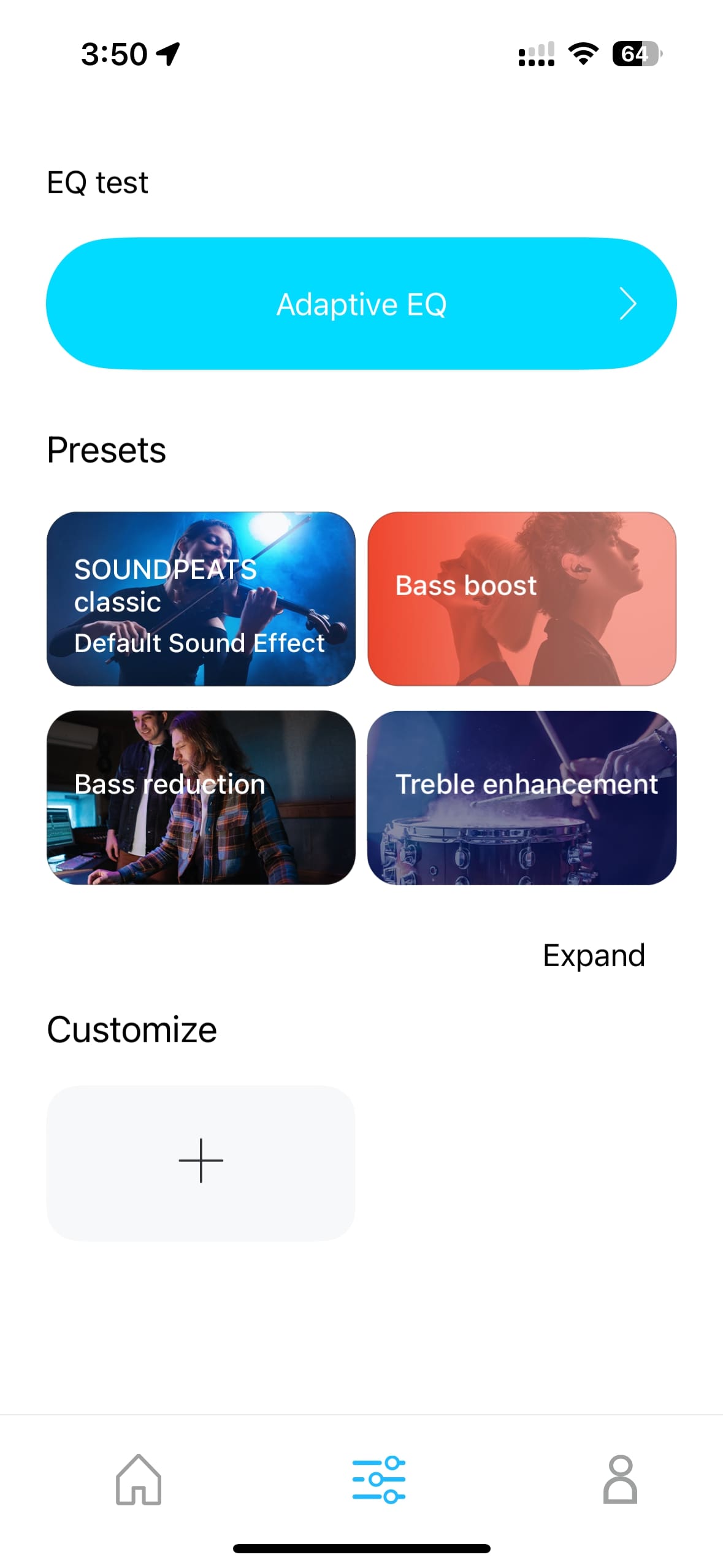 SOUNDPEATS Air5 Pro PeatsAudio app sound settings.