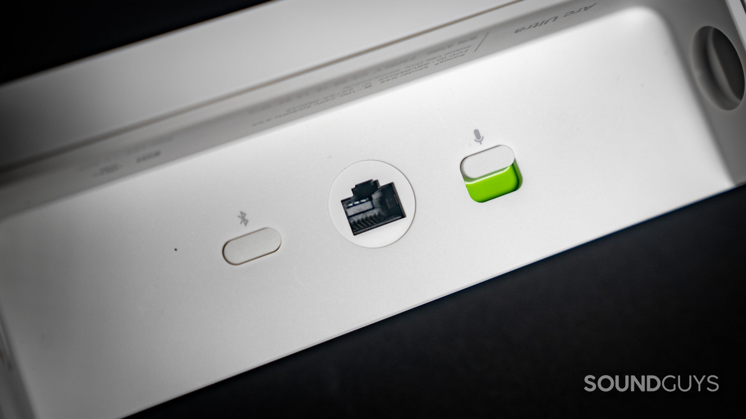 Close up of the Sonos Arc Ultra's rear ports and buttons.