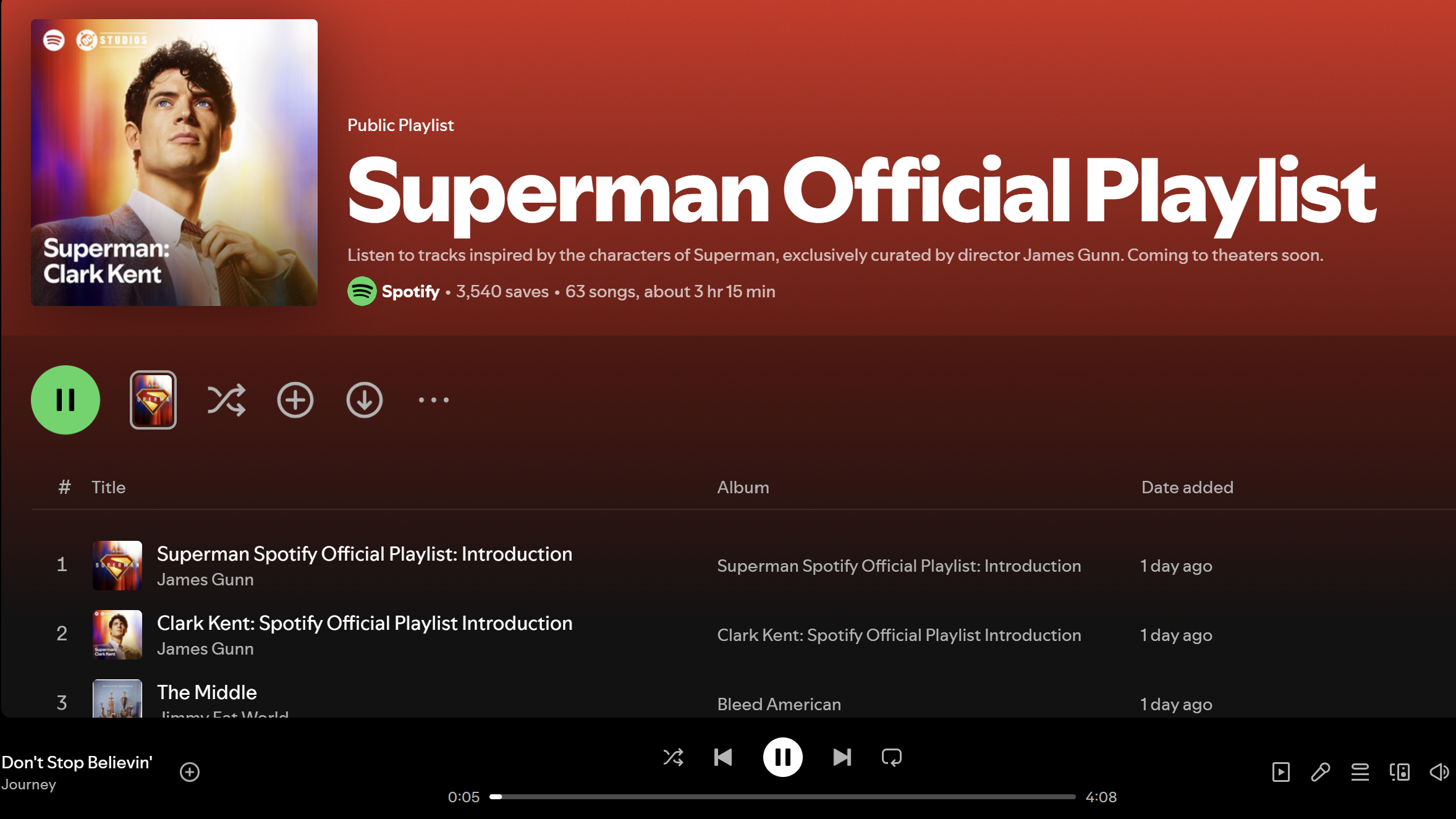superman spotify spotify superman playlist homepage screen