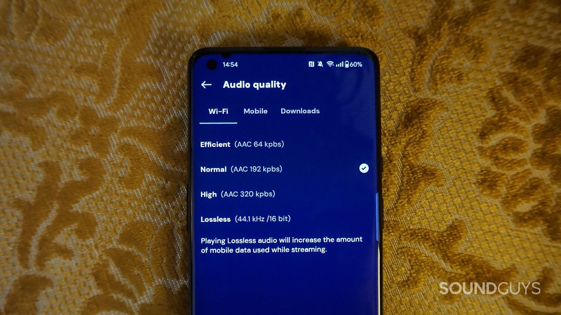 Napster-audio-quality-options A photograph of the Napster audio quality settings menu.