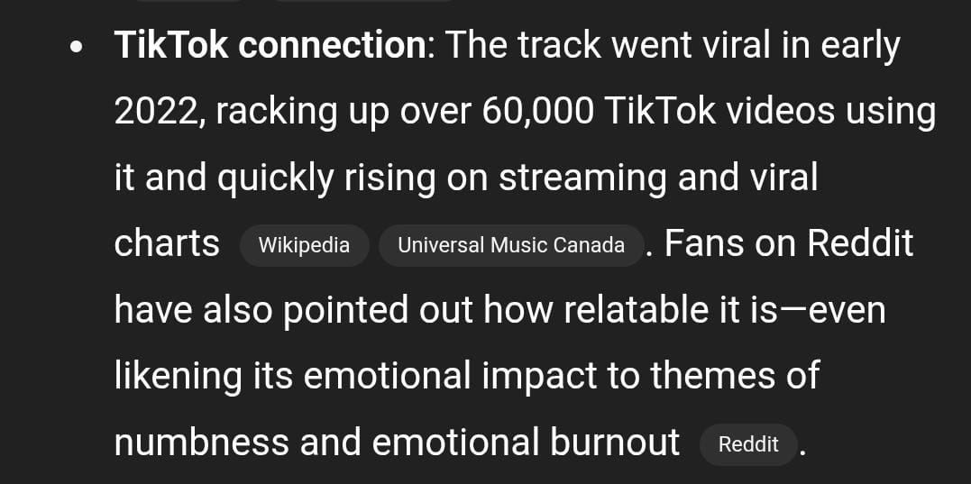 A screenshot of a ChatGPT conversation suggesting potential songs based on a description.