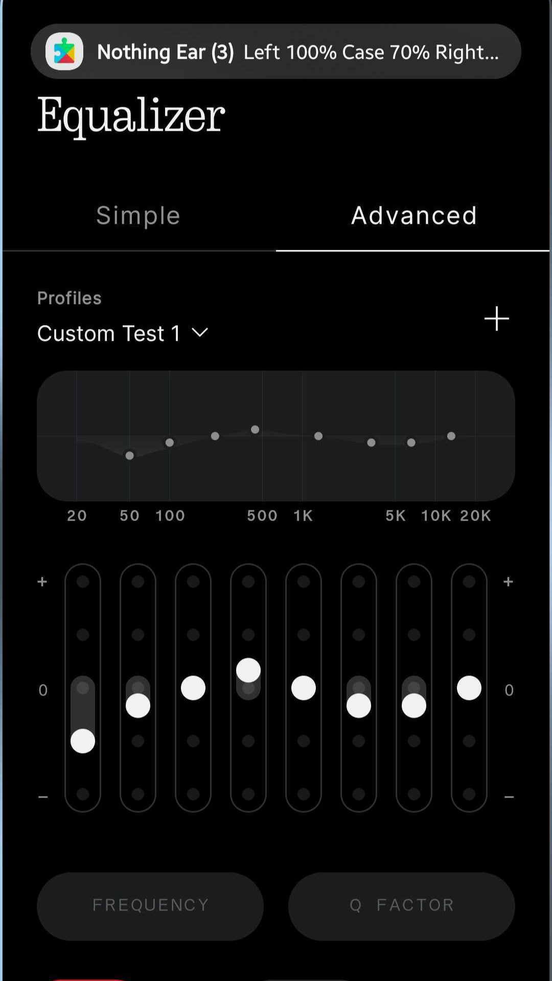 Screenshot of the Nothing app while connected to the Nothing Ear (3)