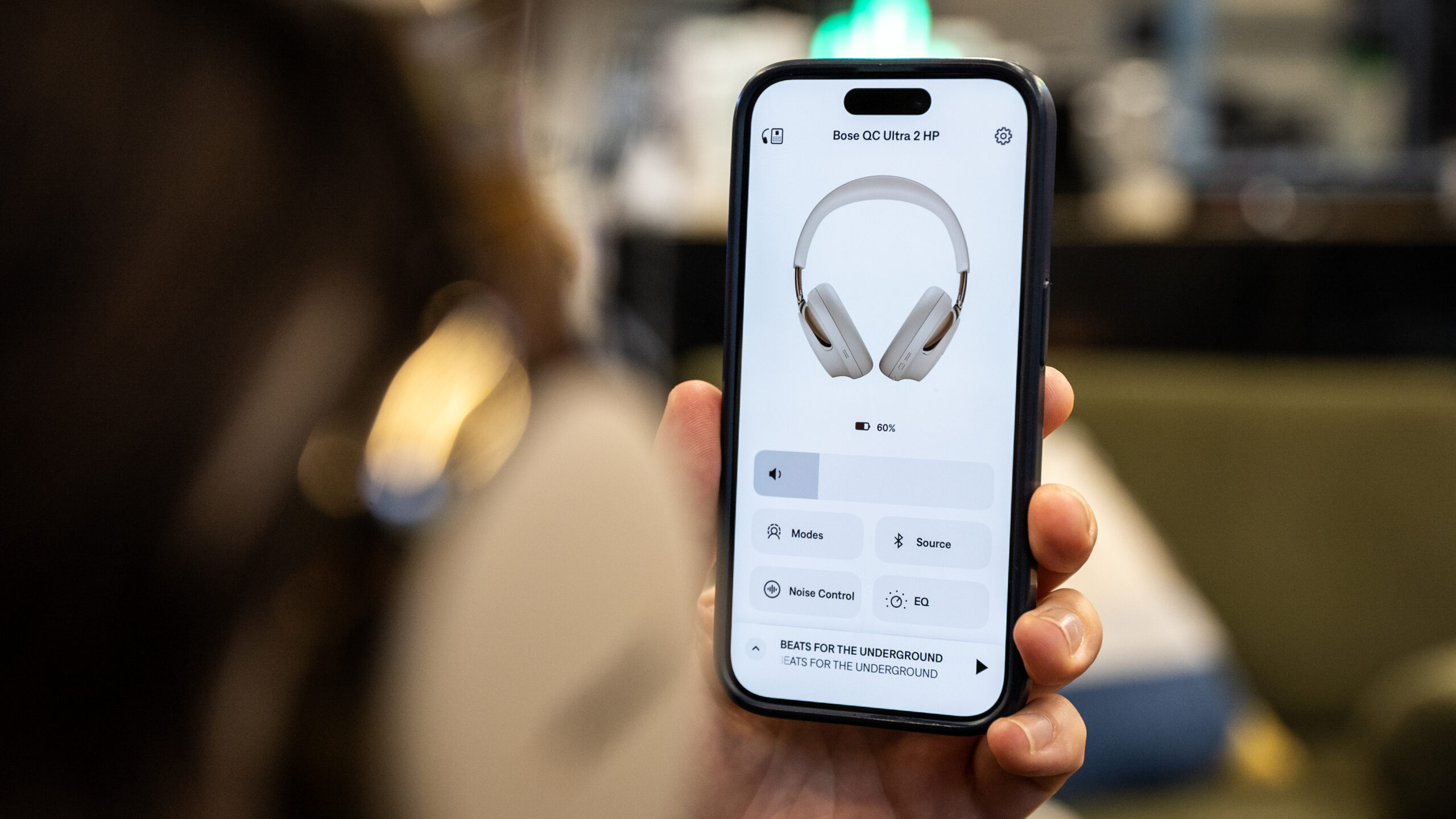 Bose-QuietComfort-Ultra-Headphones-2nd-Gen-bose-app Screenshot of the Bose app while connected to the QuietComfort Headphones 2nd Gen.