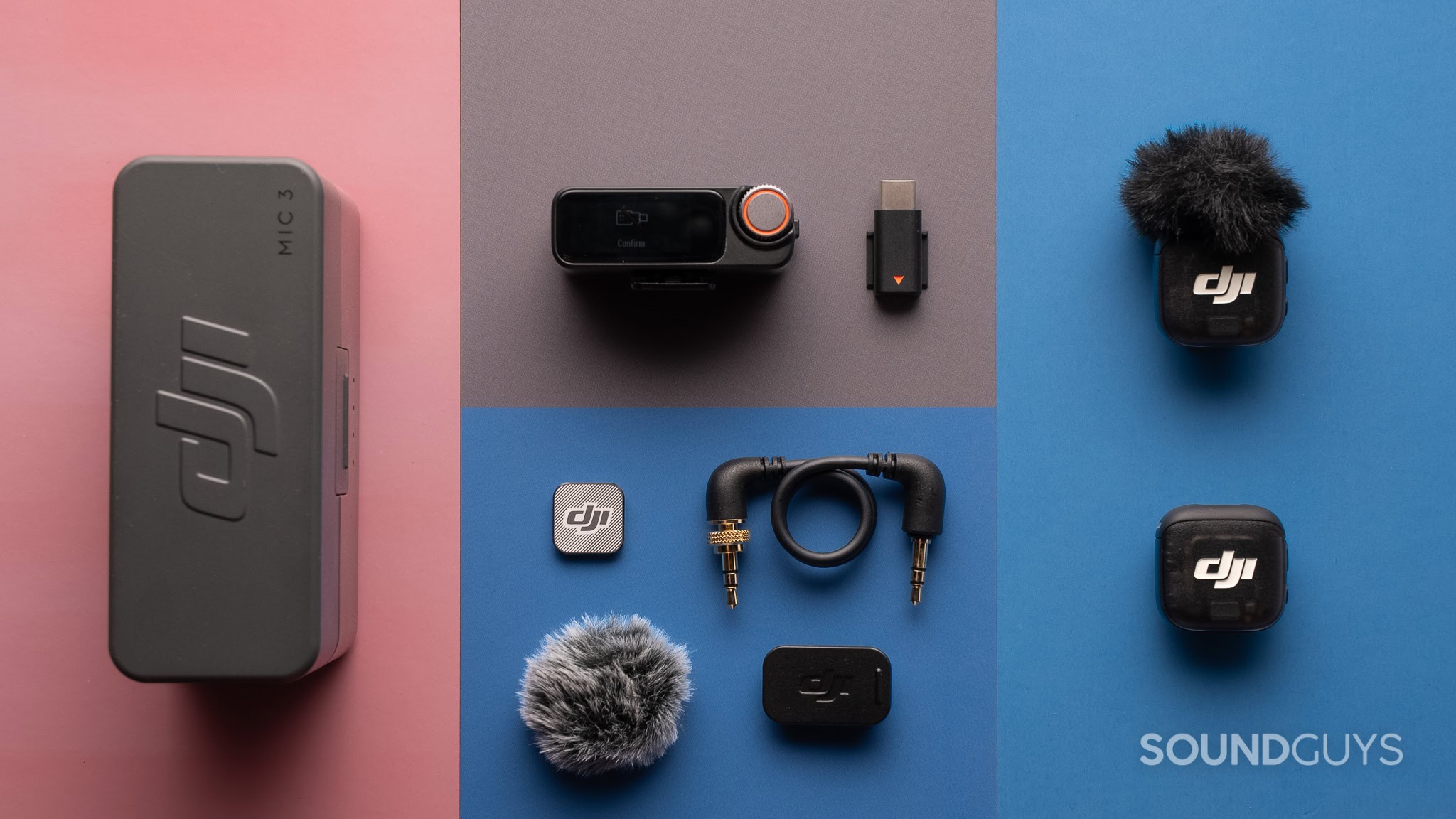 DJI Mic 3 components laid out