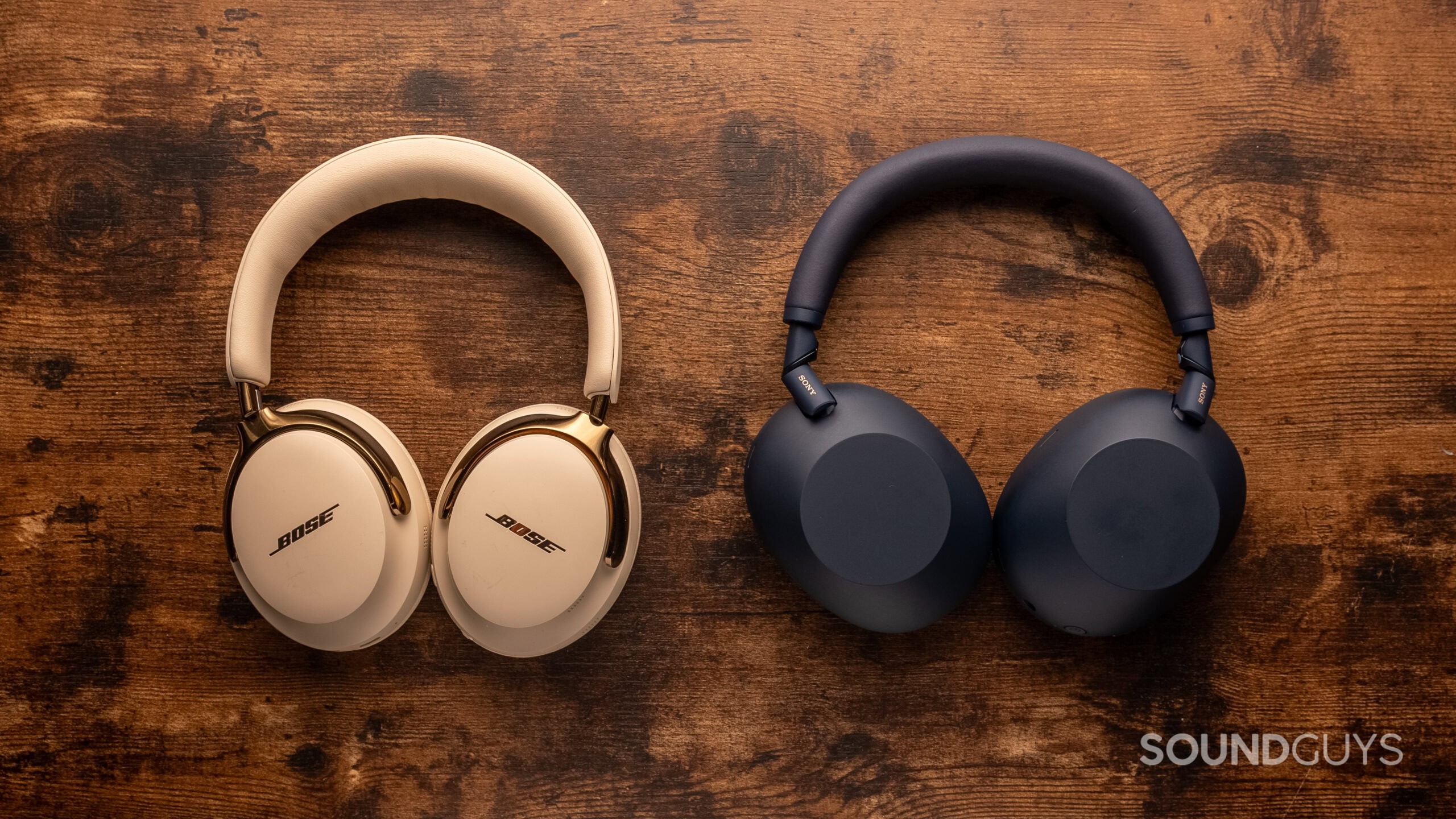 A photo of the Bose QuietComfort Ultra (2nd Gen.) next to the Sony WH-1000XM6.