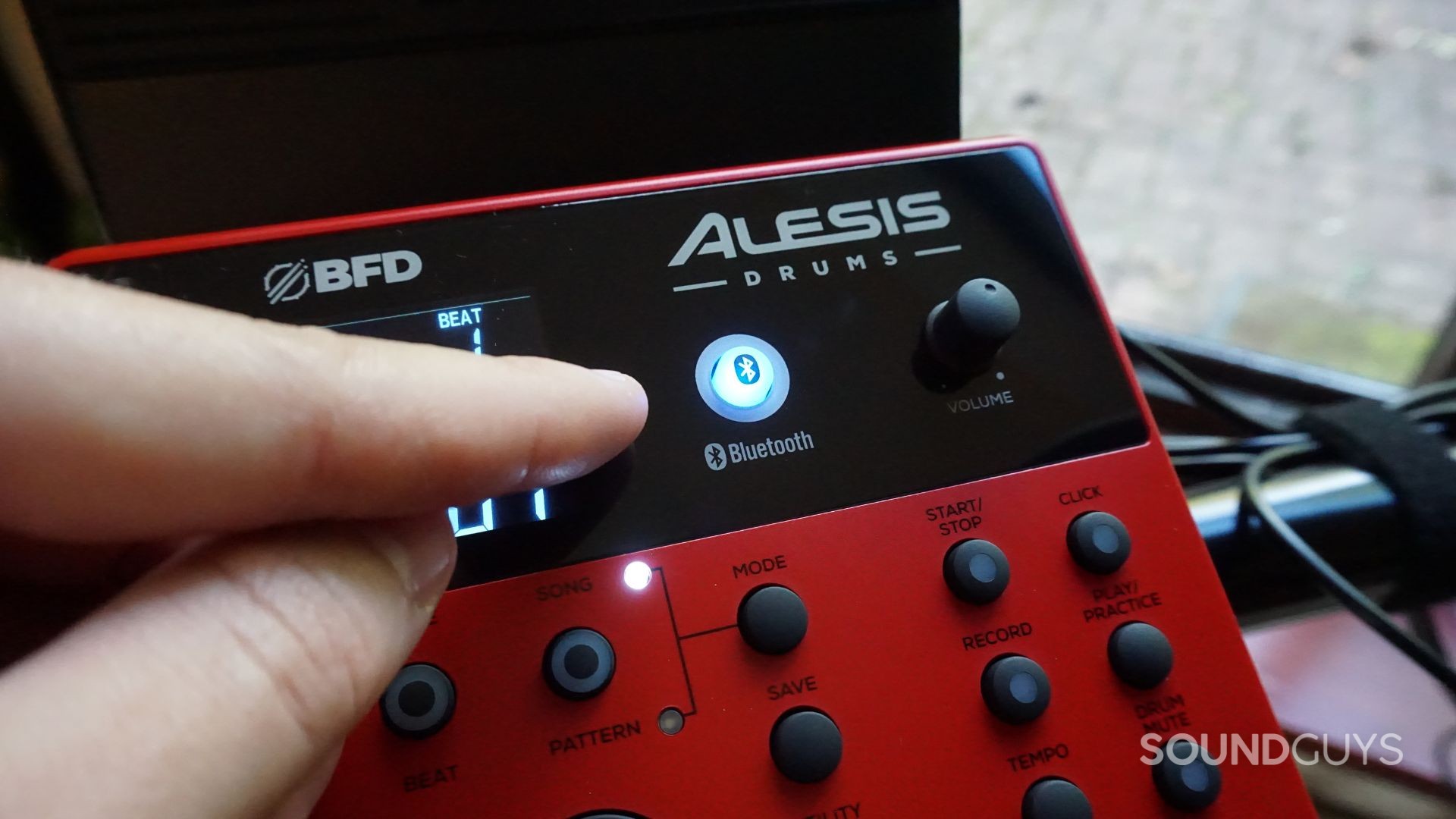 Alesis-Nitro-Ultimate-Bluetooth-Control A photograph of the Alesis Nitro Ultimate drum module's front panel.