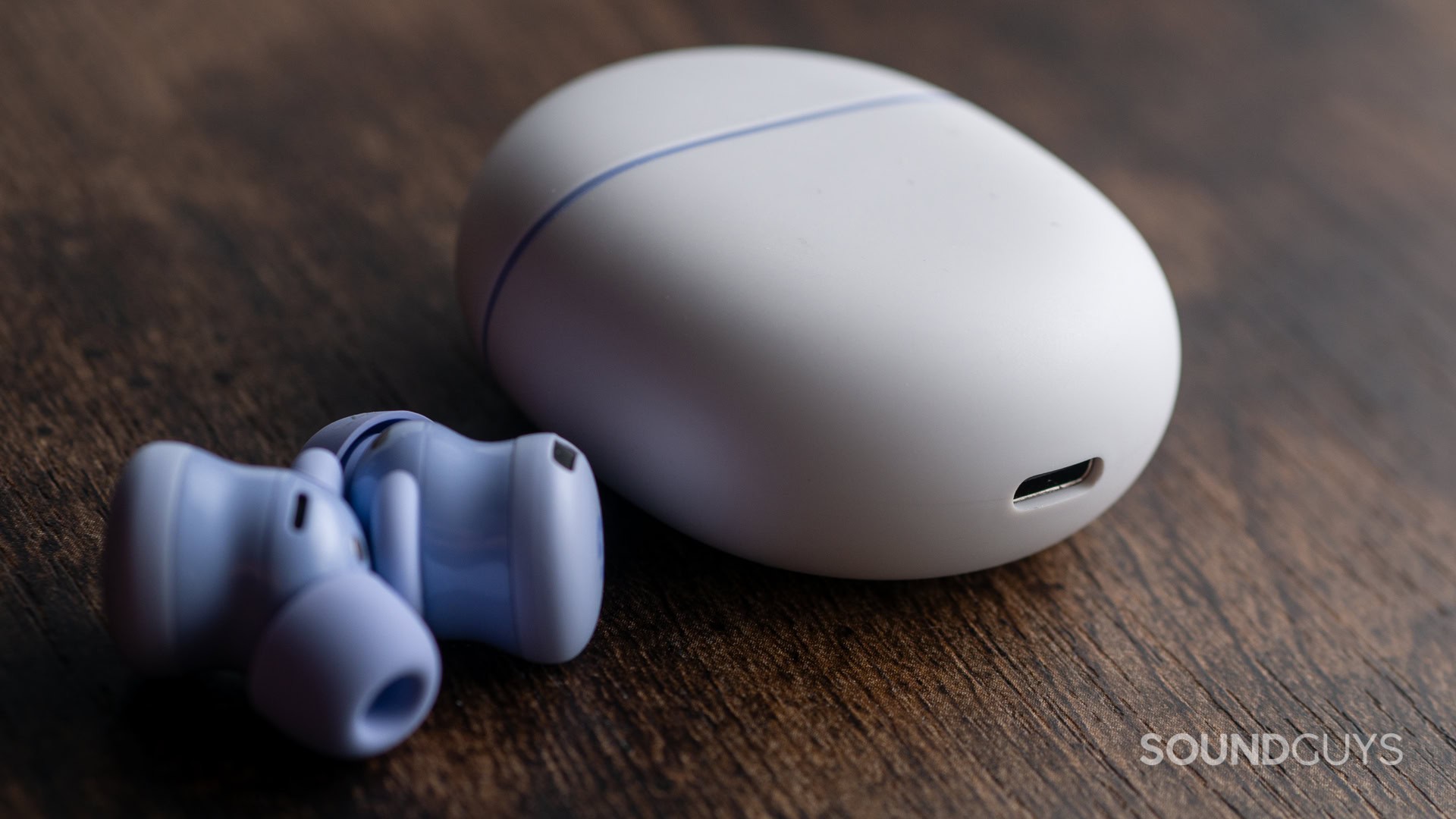 A photo of the Google Pixel Buds 2a's charging port.
