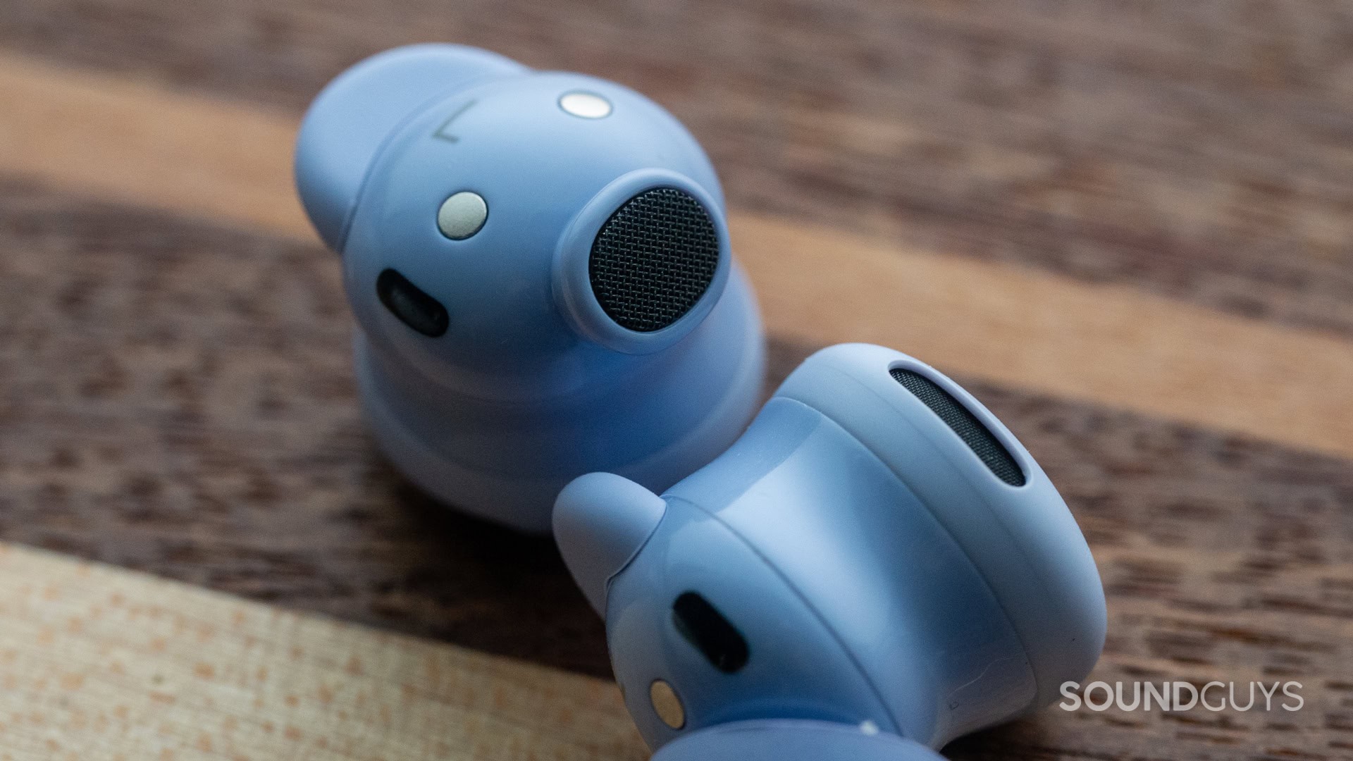 A macro photo of the Google Pixel Buds 2a's nozzle.