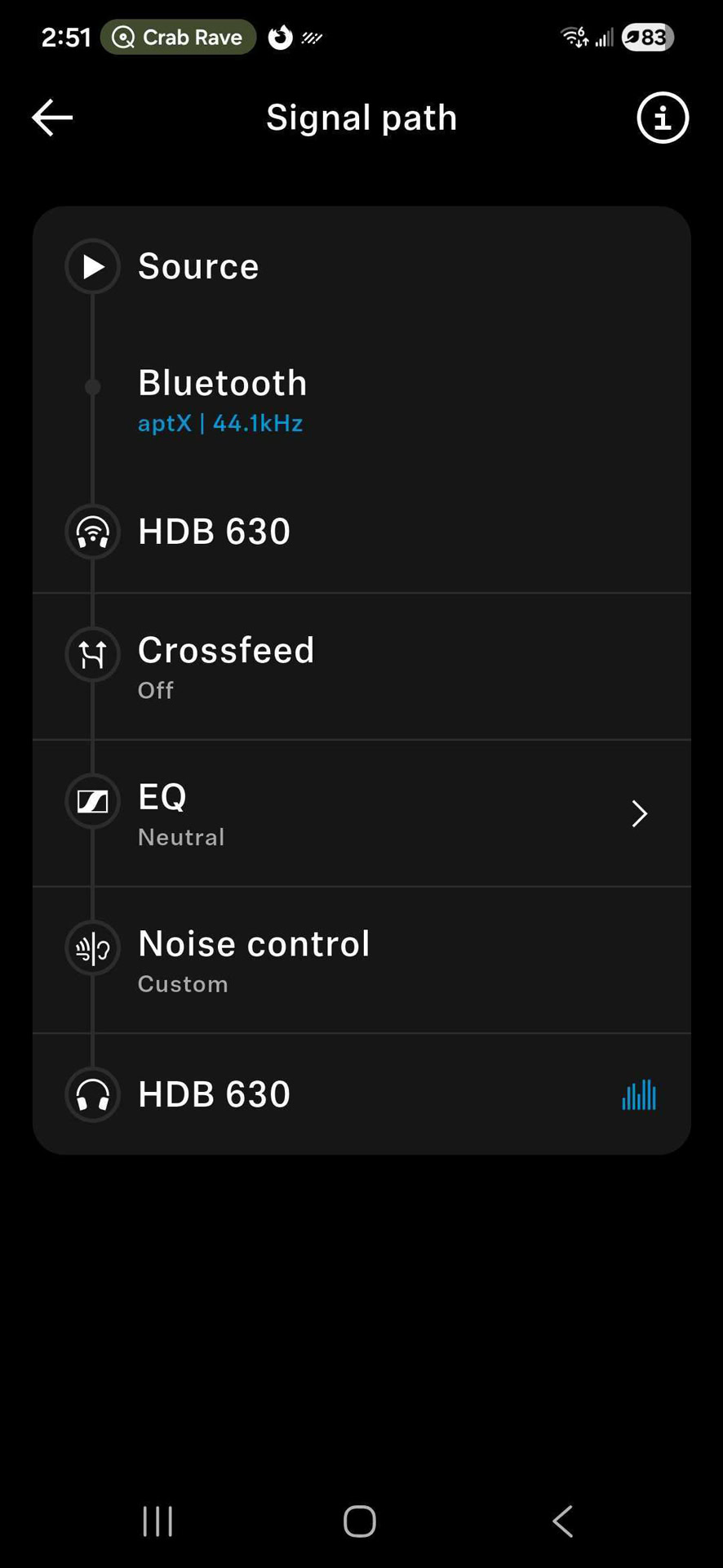 A screenshot of the Sennheiser Smart Control Plus app.