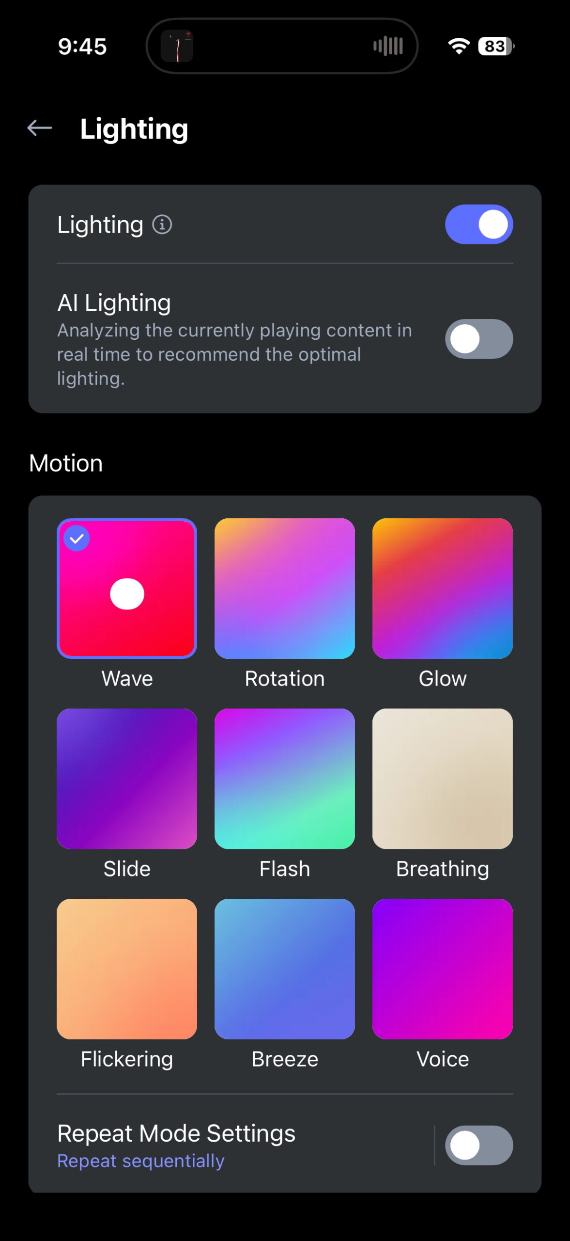 Screenshot of the LG ThinQ app while connected to the LG xboom Grab.