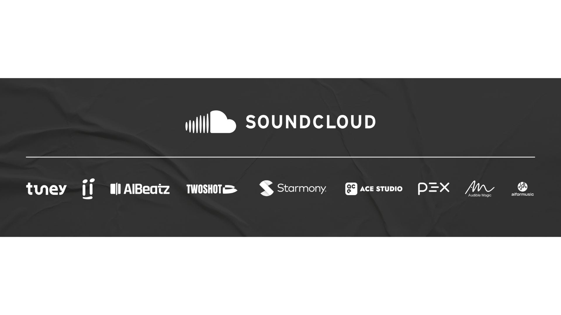 SoundCloud-six-Gen-AI-vendors A screenshot of the SoundCloud logo and six of the company's AI vendors.