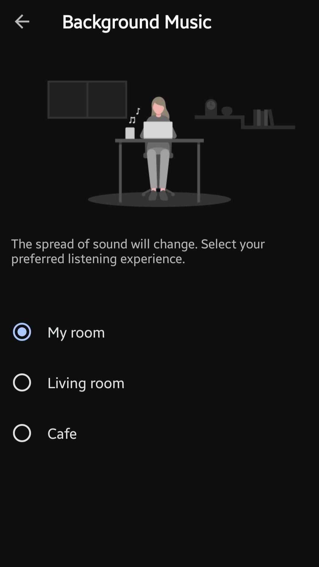 Sony Sound Connect app background music distance setting
