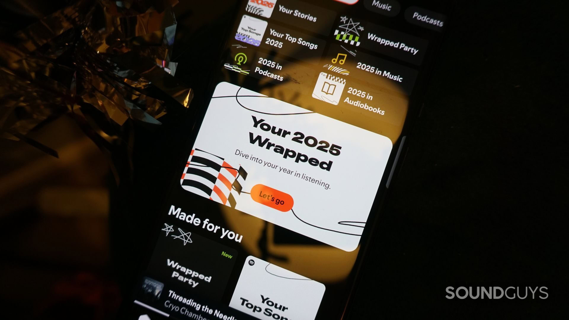 A photograph of the Spotify Wrapped feature on the Spotify mobile app.
