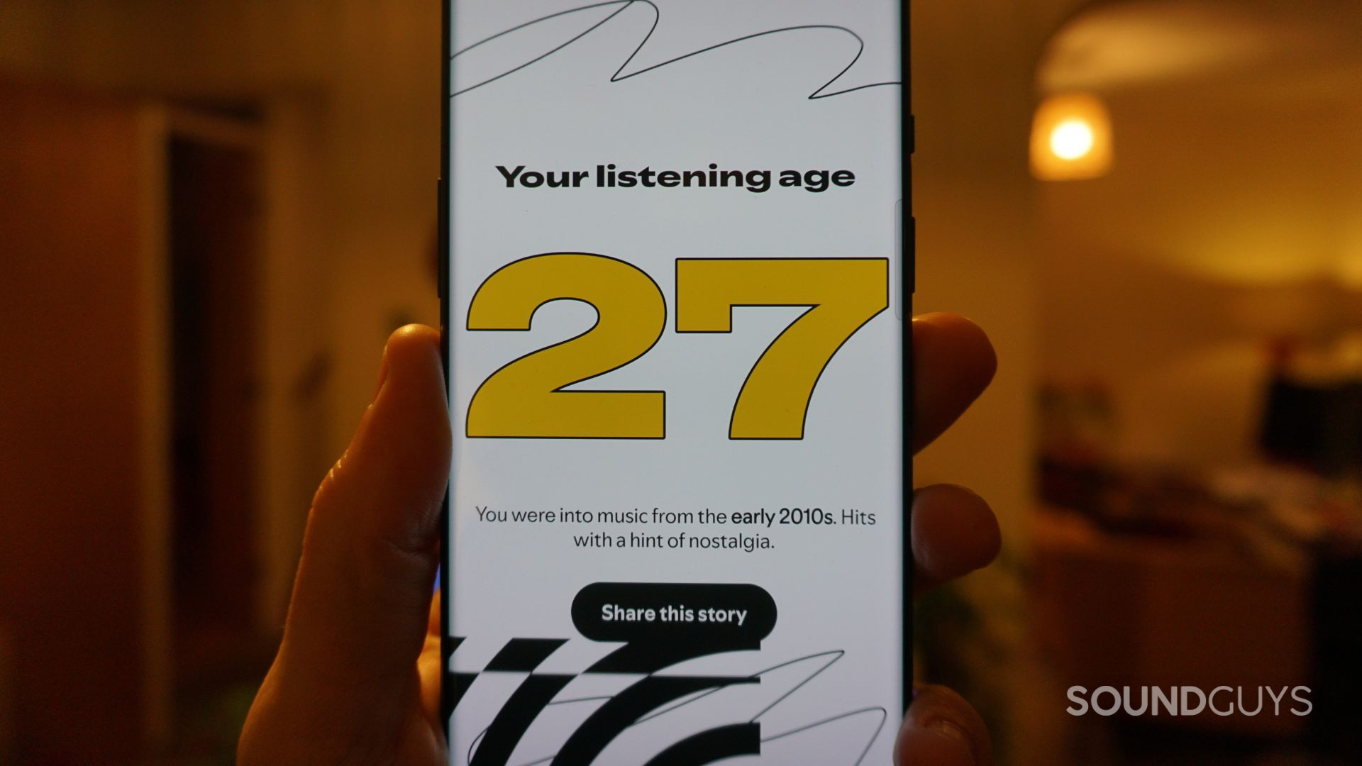 A photograph of the Spotify Wrapped listening age feature.