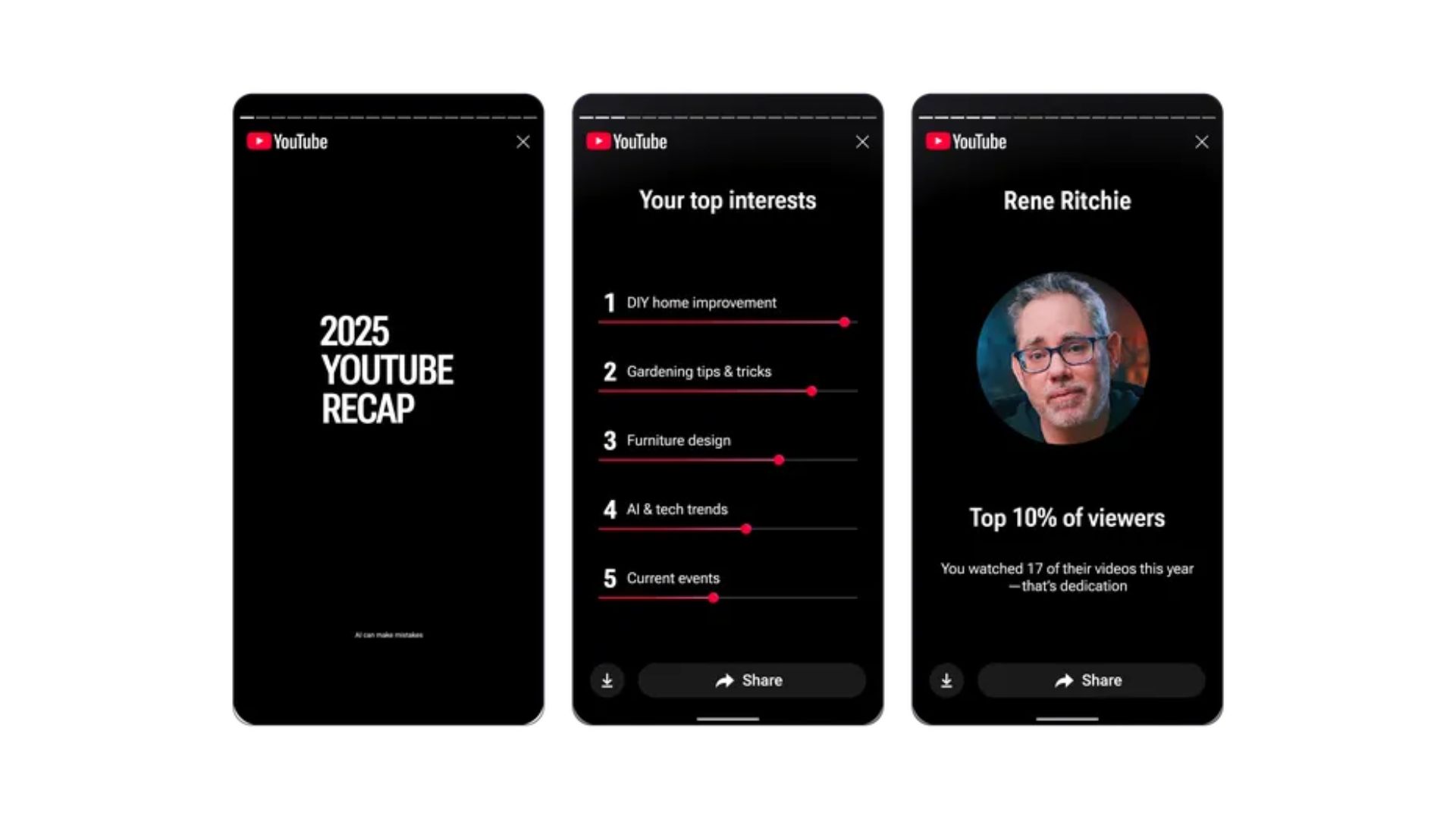 A screenshot of the YouTube Music Recap feature.