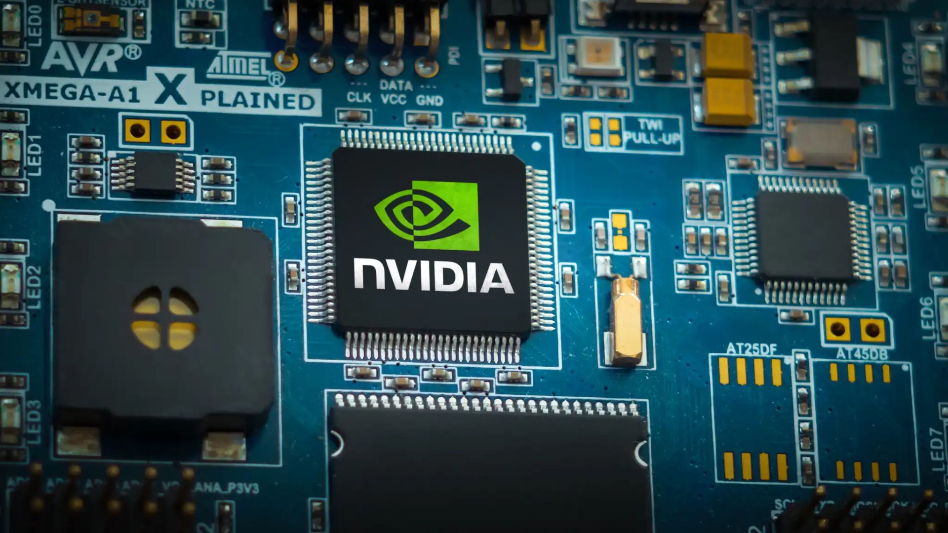 Nvidia-chip A photograph of an Nvidia chip.