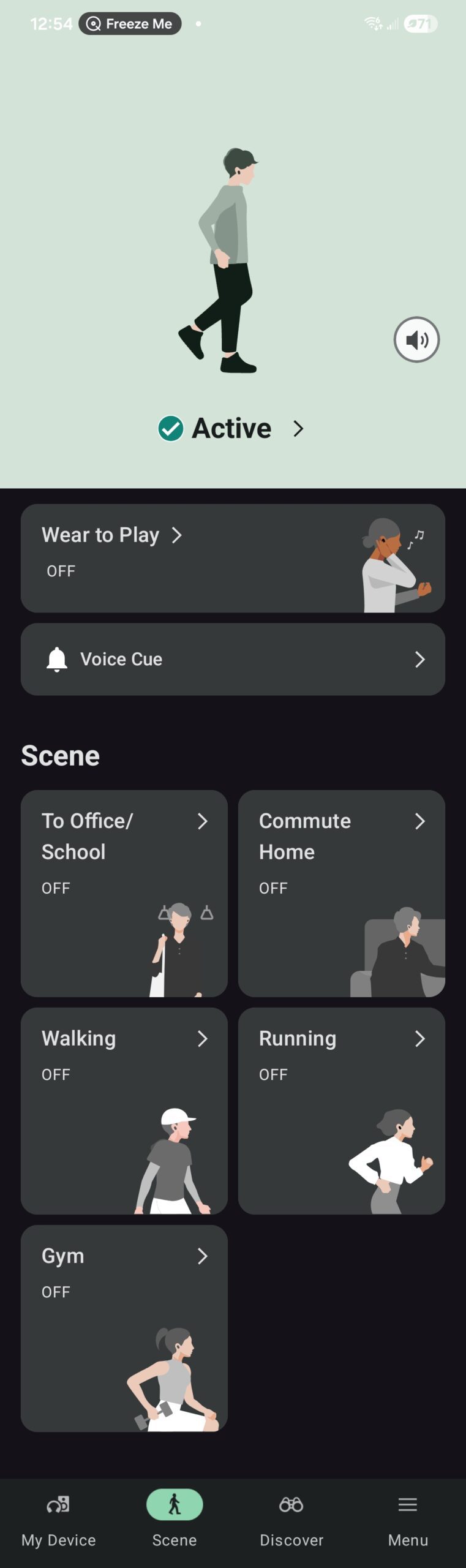 A screenshot of the Sony Sound Connect app in use with the Sony LinkBuds Clip.