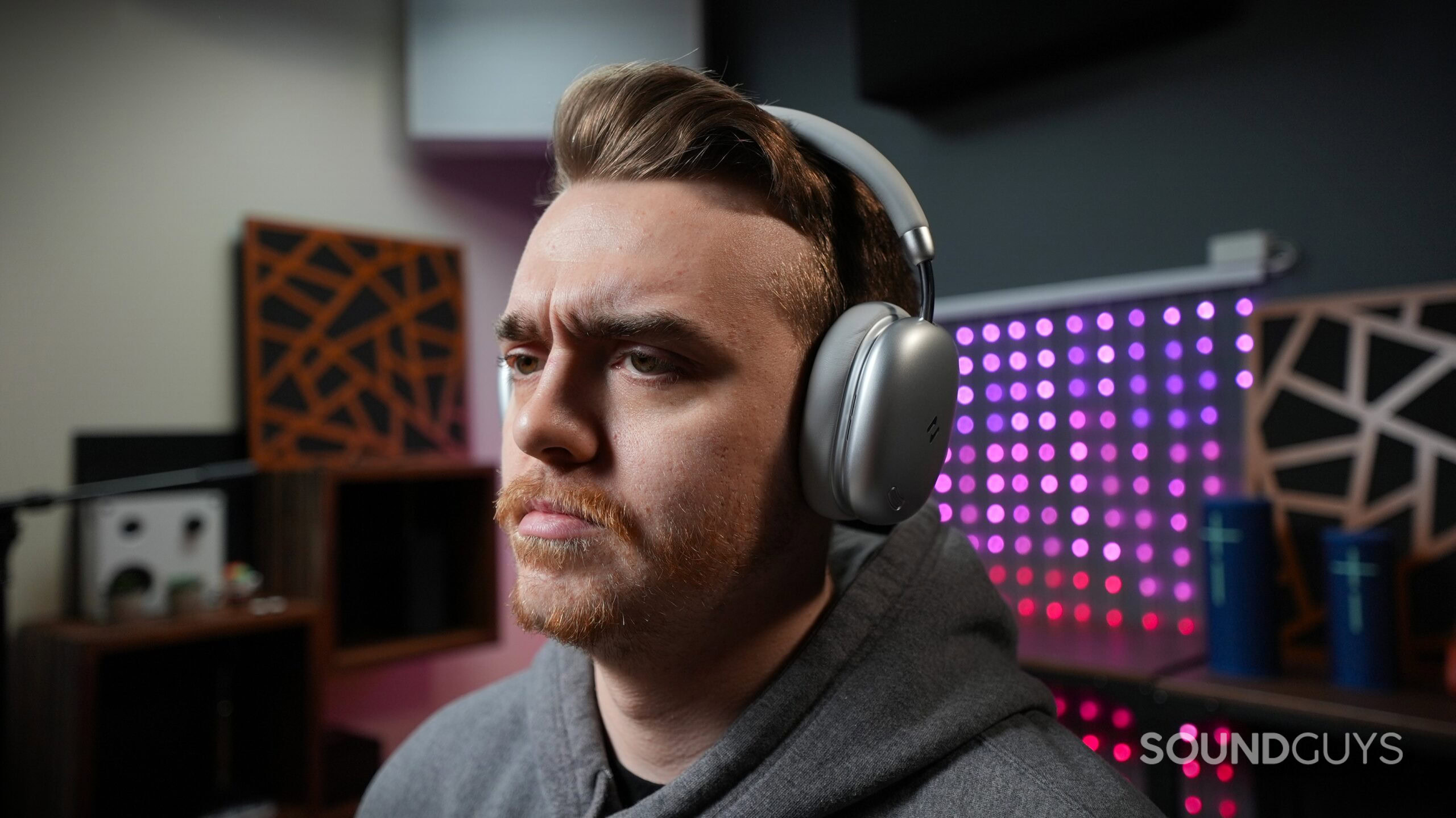 adam angry headphones a man wearing the Havit headphones looking upset