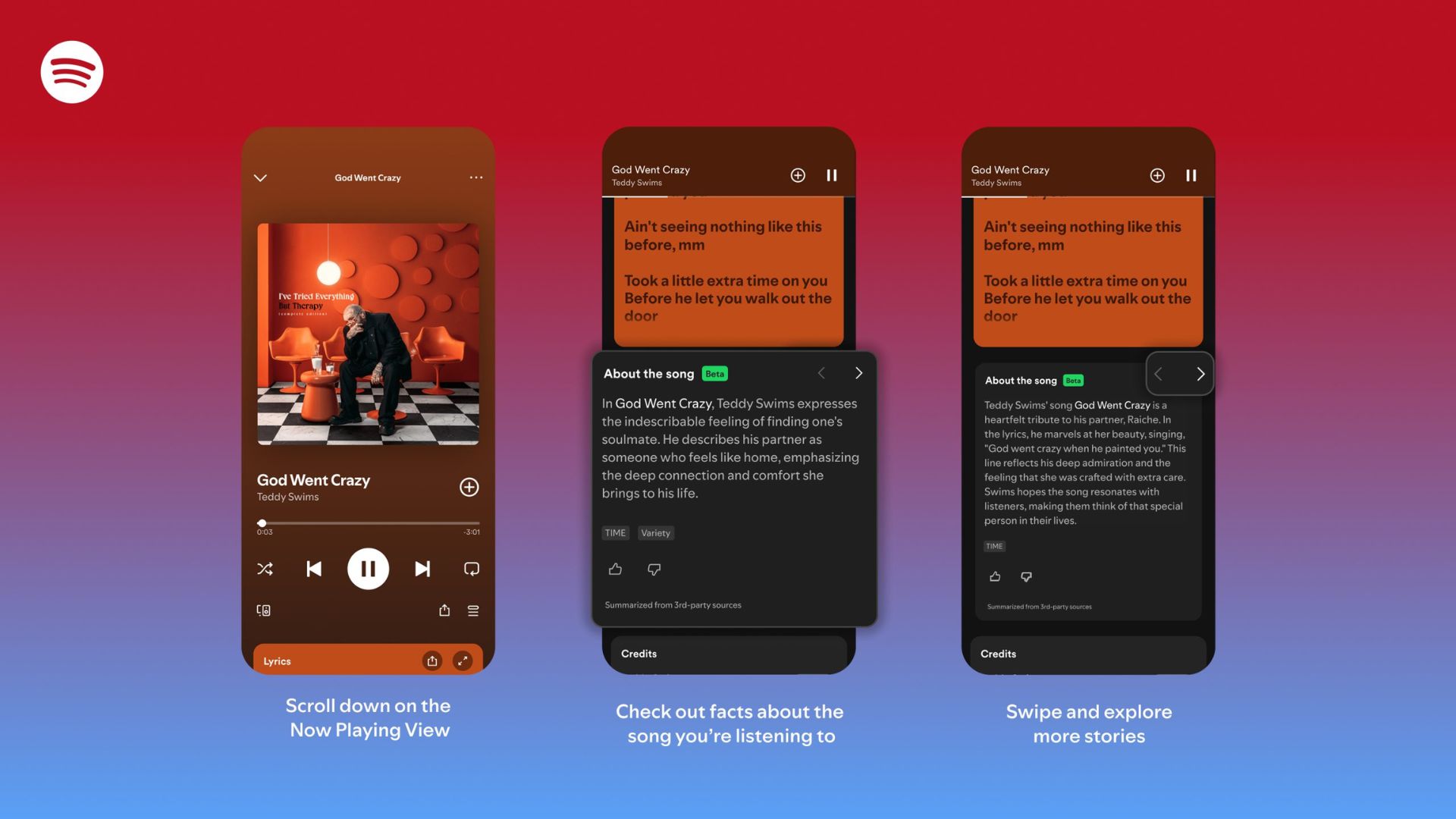 Spotify-About-the-Song-feature A screenshot of Spotify's new About the Song feature.