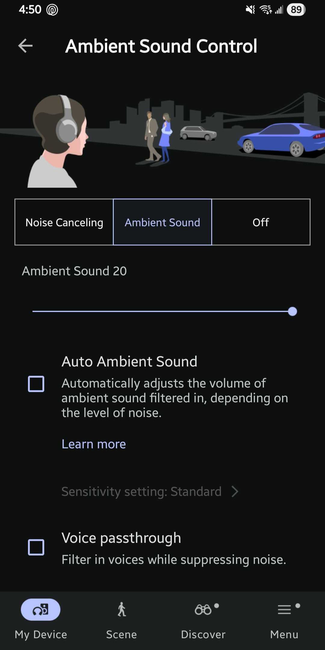 sony wf-1000xm6 sony sound connect ambient mode app settings