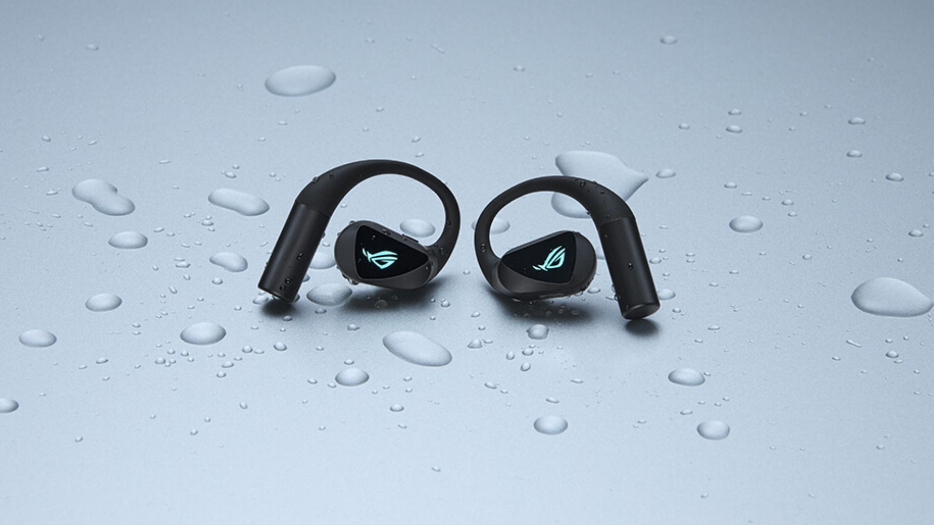 ASUS-ROG-Cetra-Open-Wireless-Gaming-Earbuds-IPX5-rating A photograph of the ASUS ROG Cetra Open Wireless Gaming Earbuds.